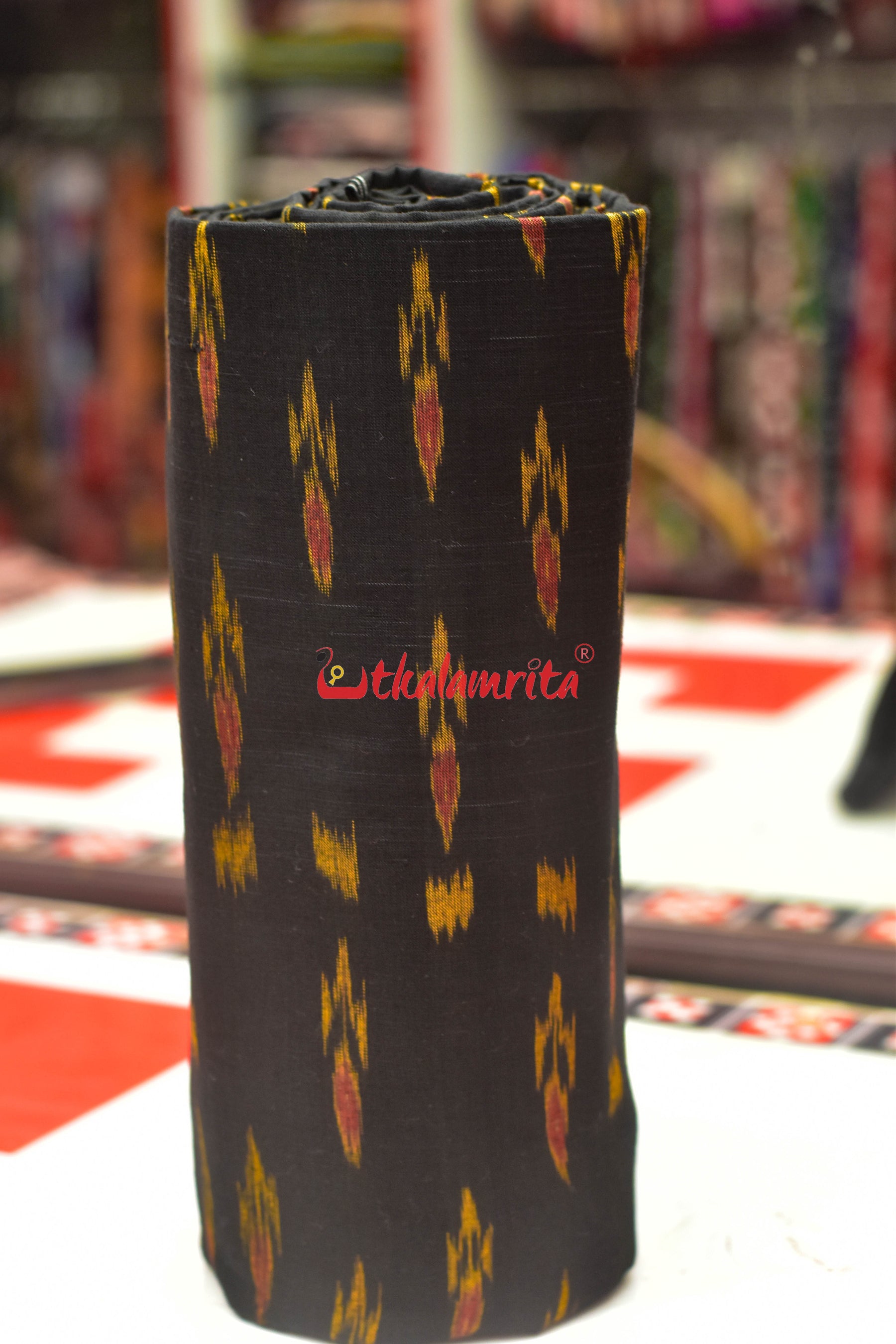 Black with Yellow Kadha (Fabric)