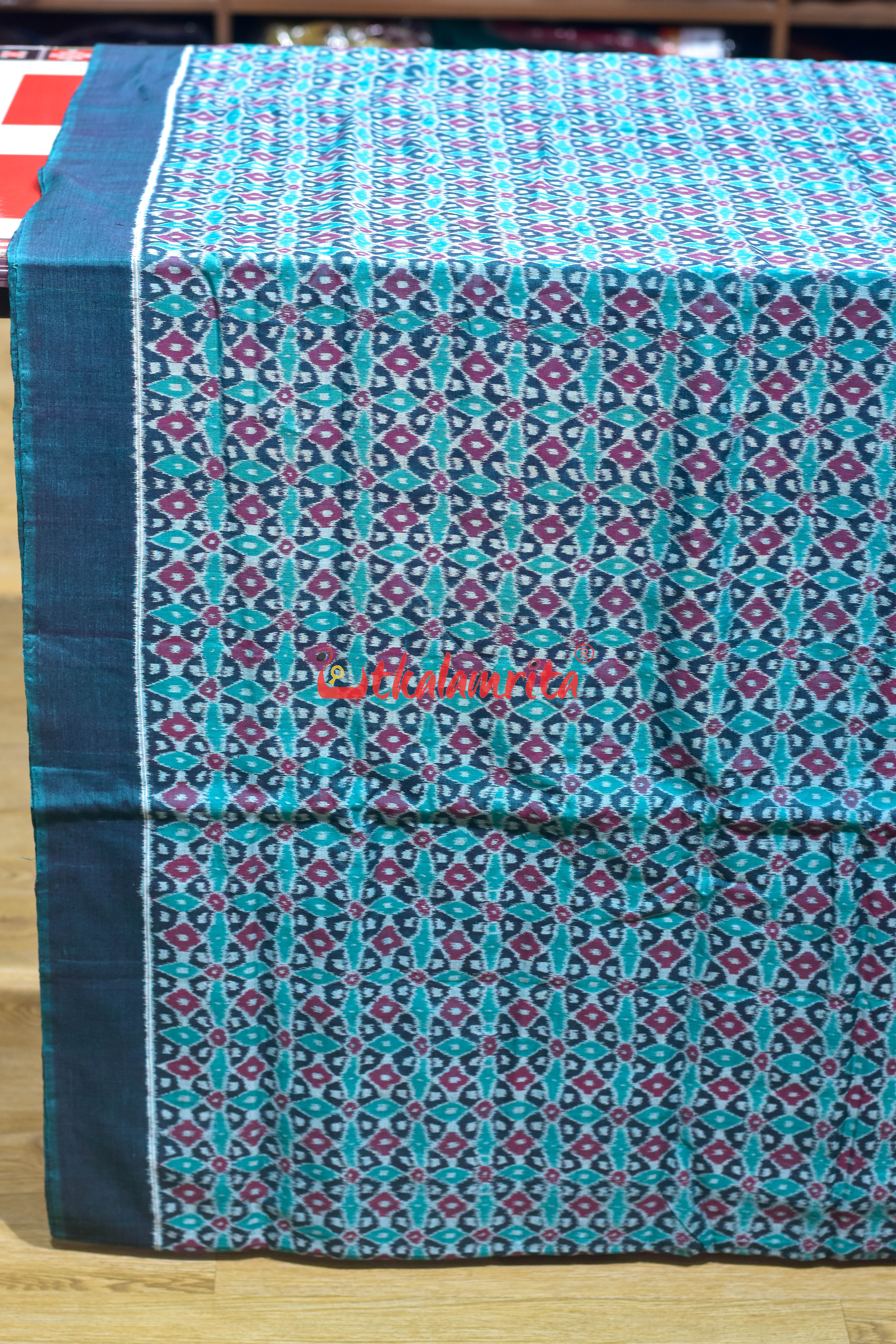 Sea Green 4D Flower Sambalpuri Cotton (Fabric)