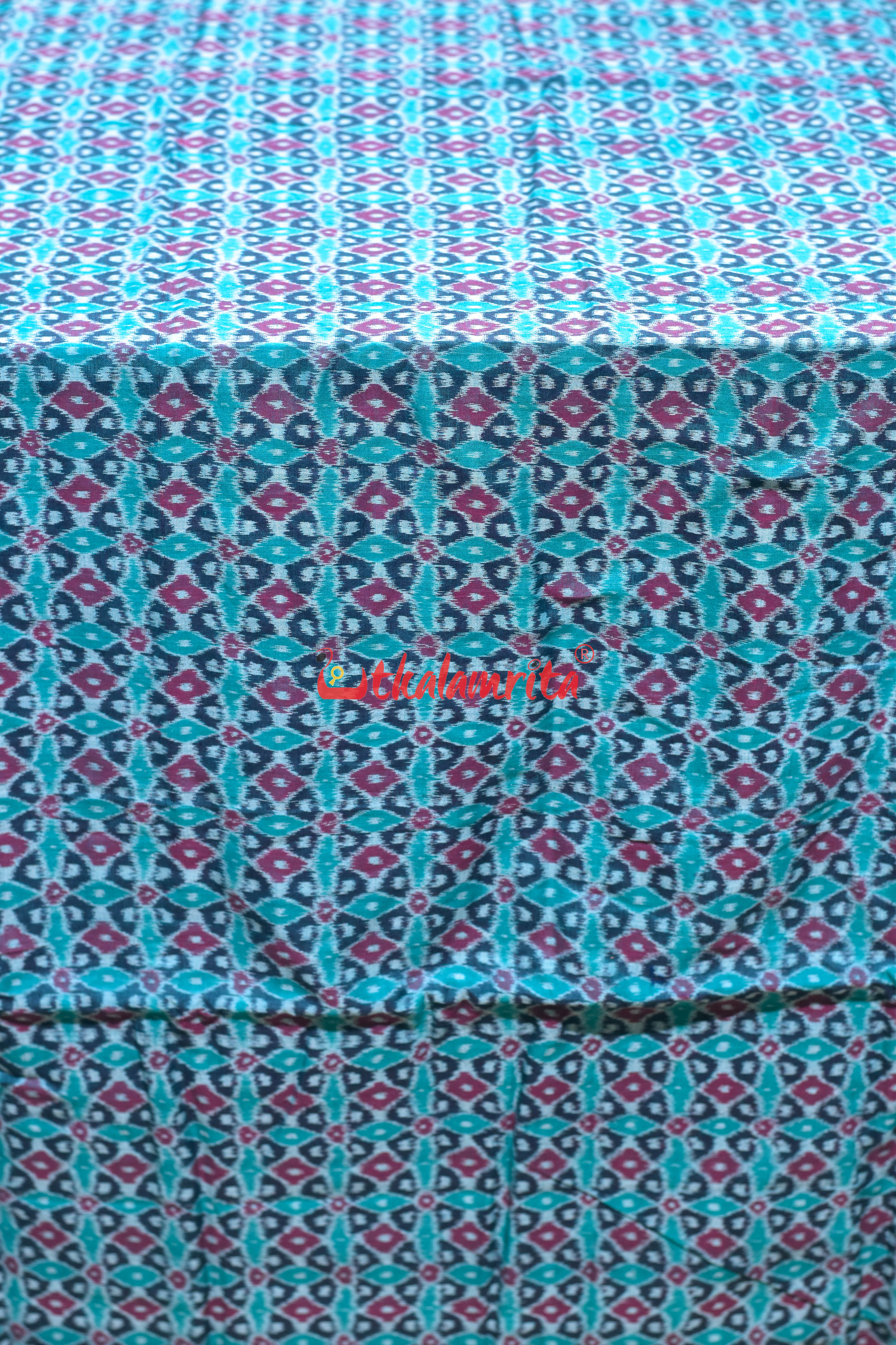 Sea Green 4D Flower Sambalpuri Cotton (Fabric)