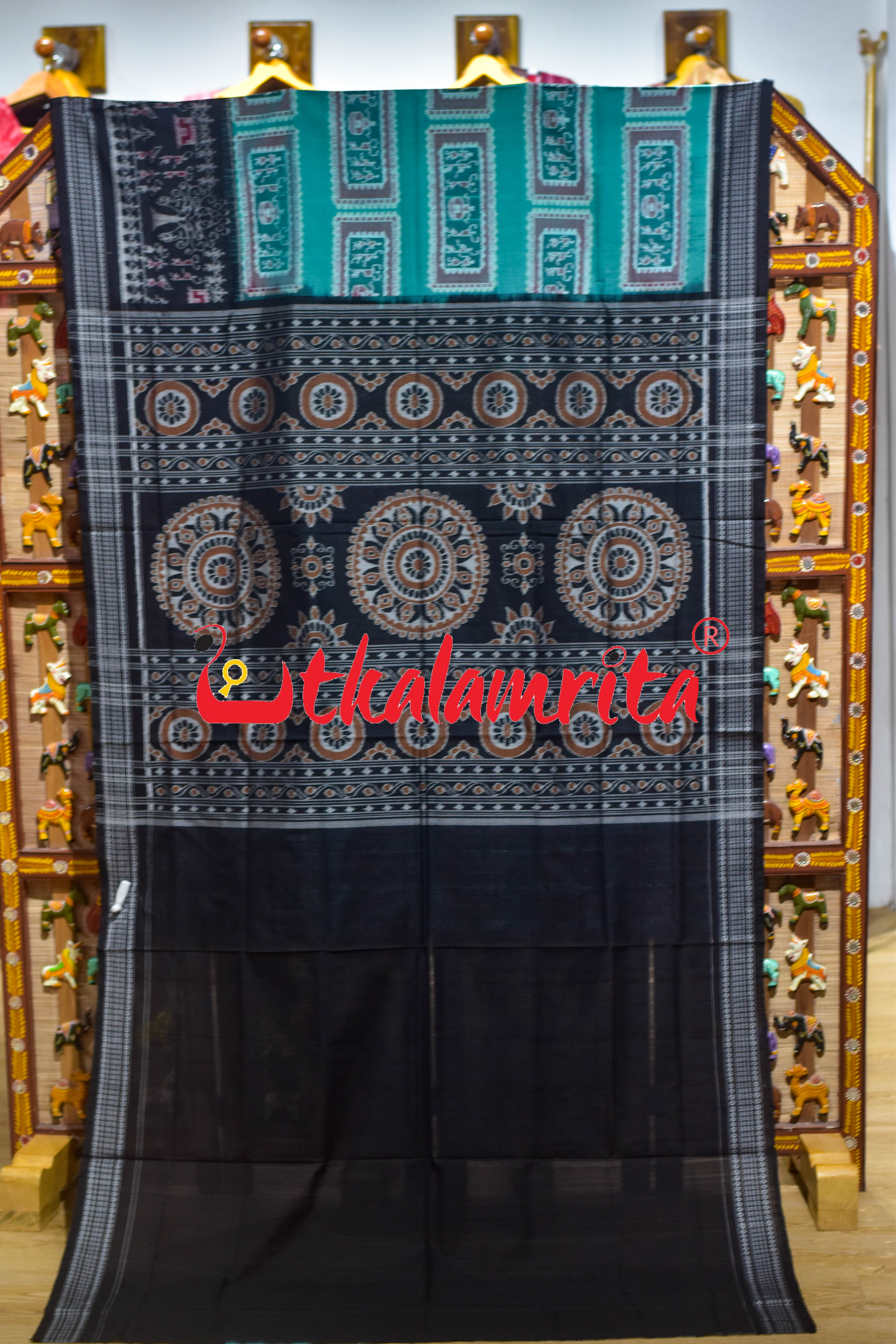 Green Black Tribal Sambalpuri Cotton Saree