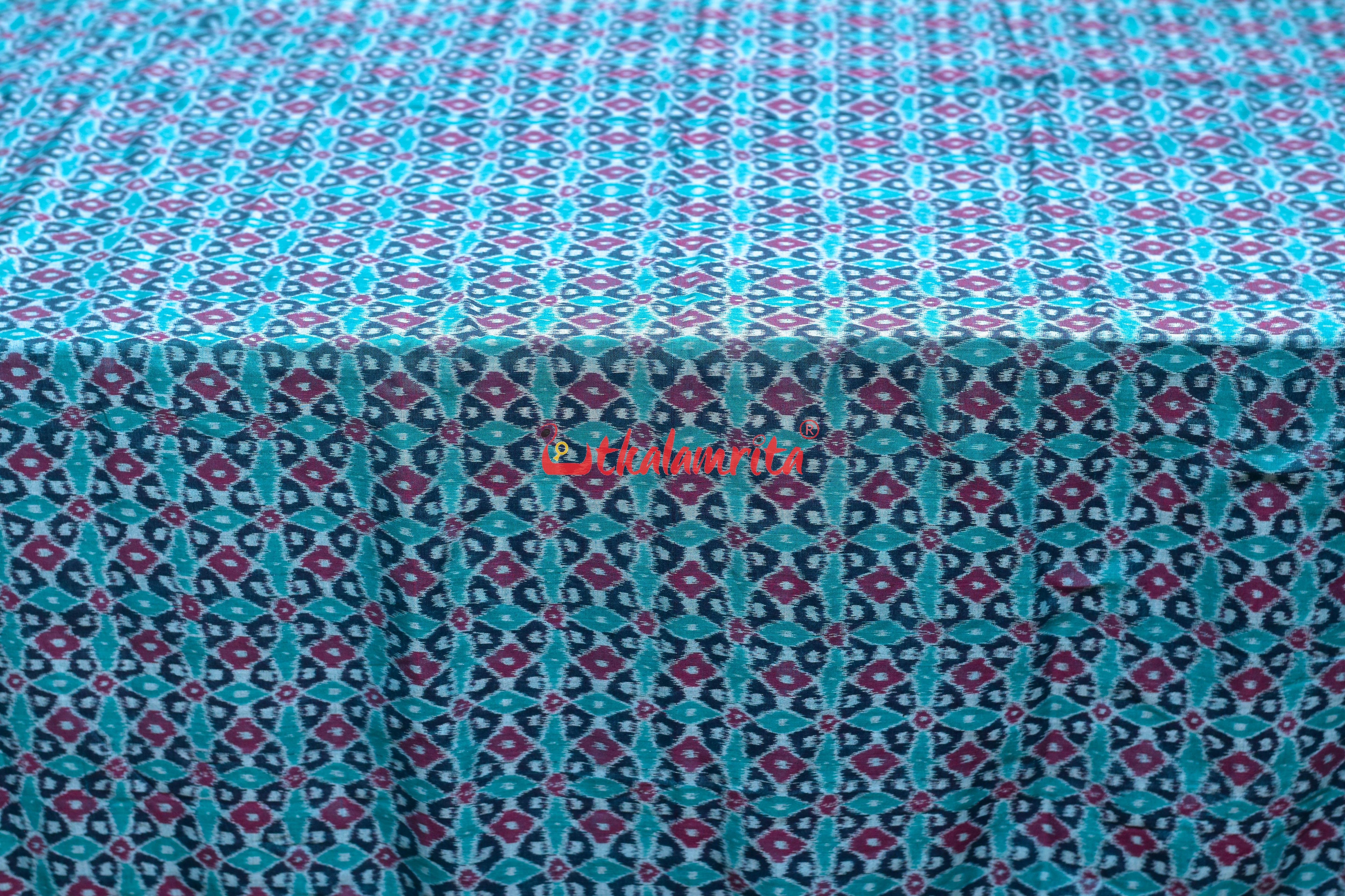 Sea Green 4D Flower Sambalpuri Cotton (Fabric)