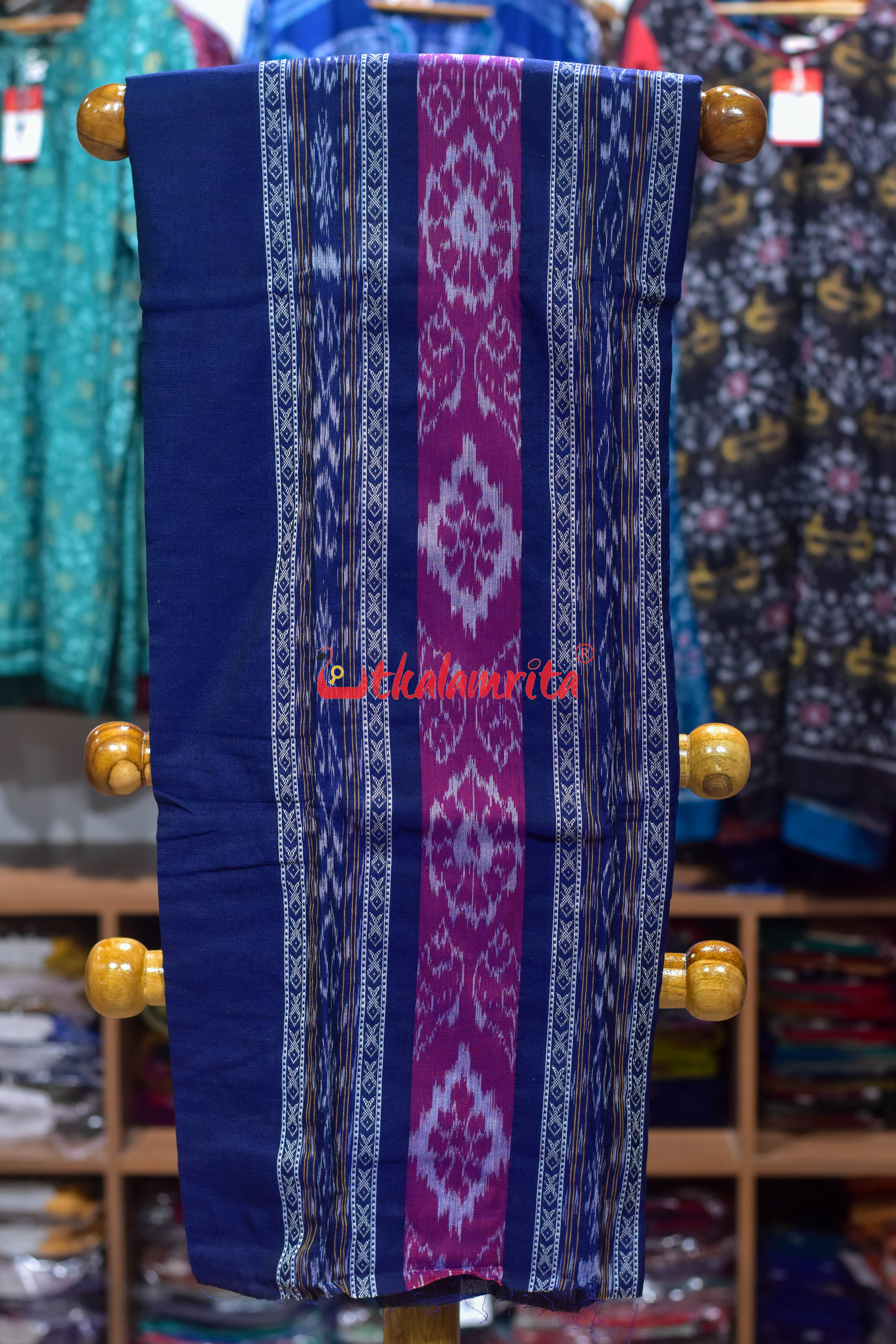 Deep Blue Pink Middel Design Kadha Pasapali Dress Set