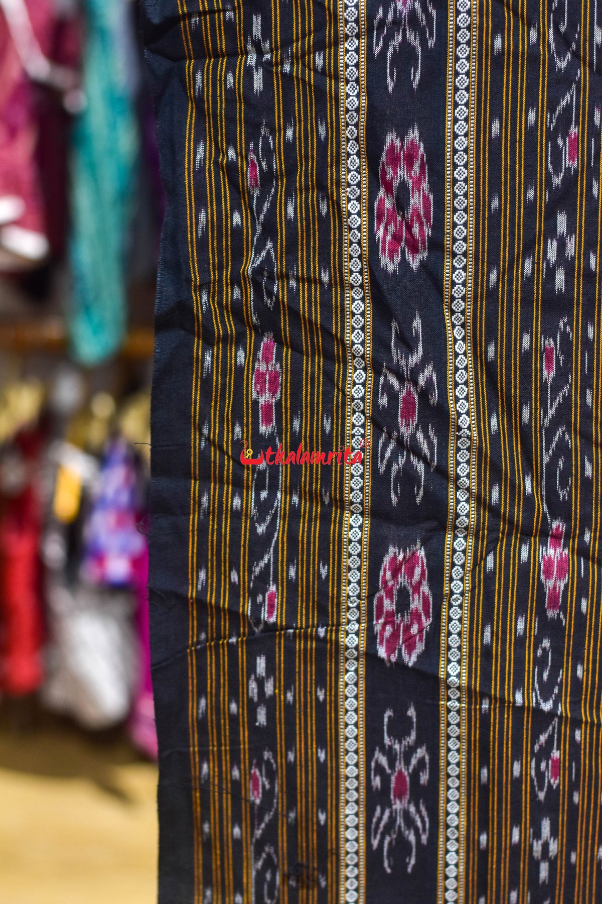 Black Dobby Flower Ikat (Fabric)