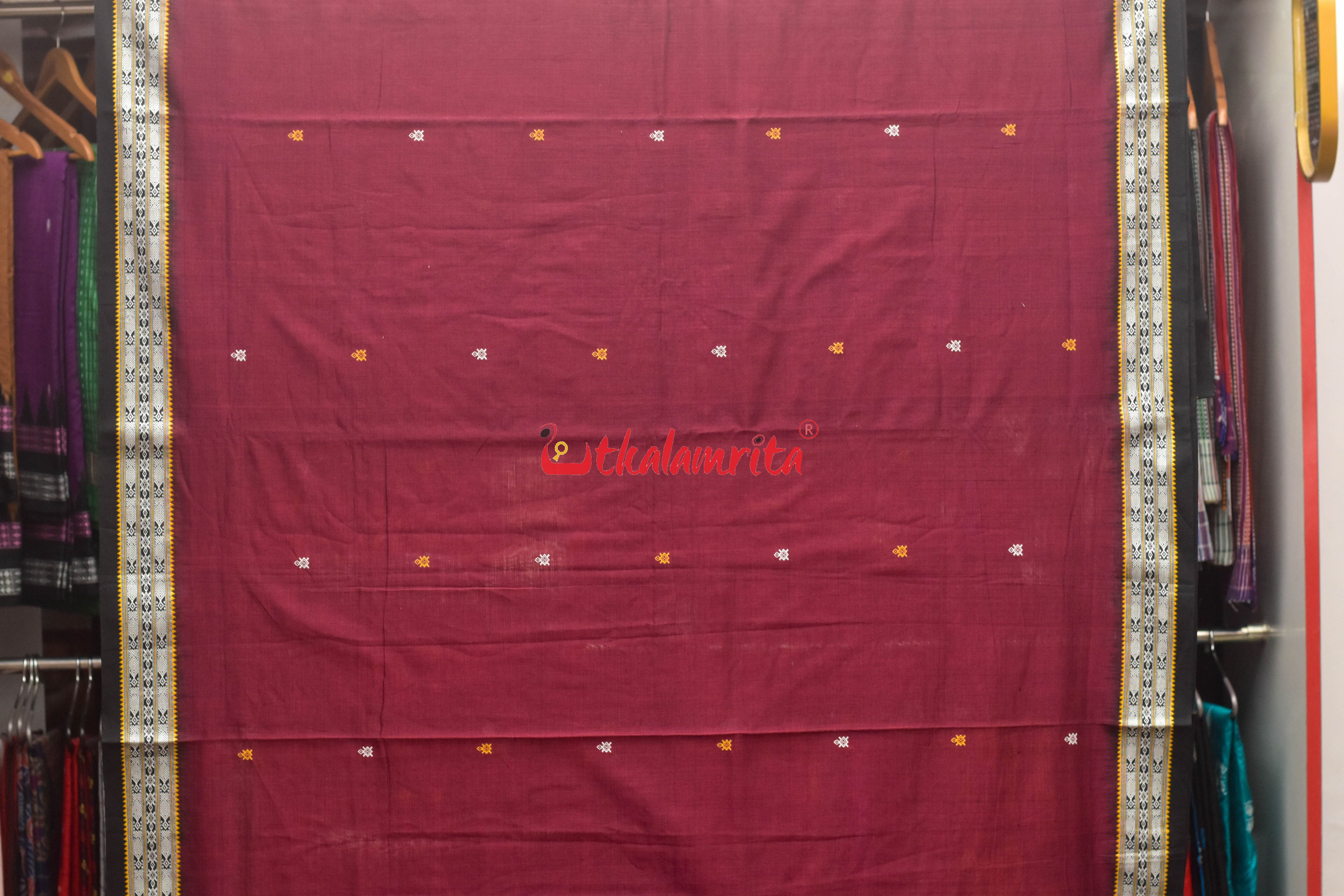 Nuapatna Habaspuri Maroon Cotton Saree