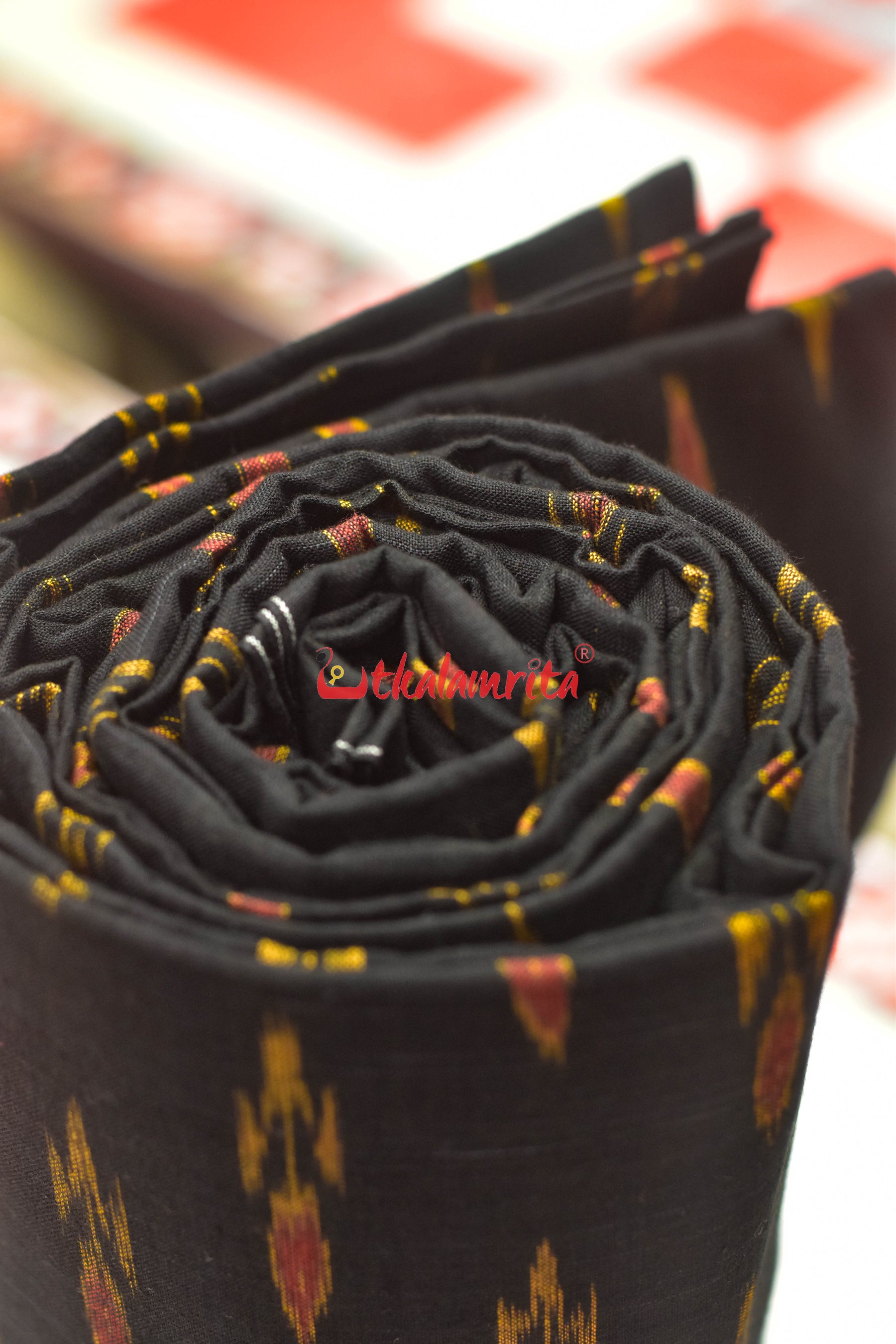 Black with Yellow Kadha (Fabric)