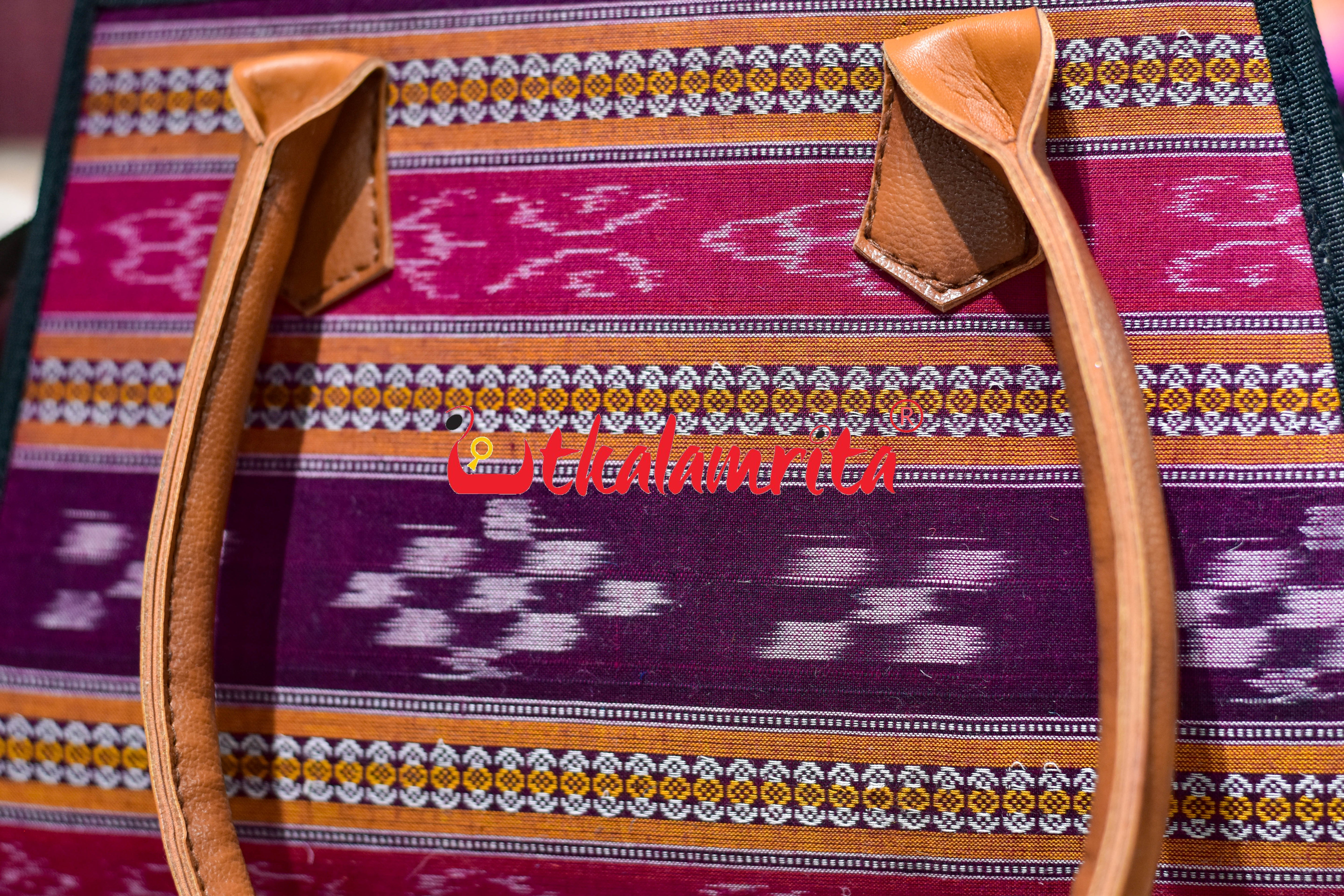 Purple Pasapali Lines Trapezium Vanity Bag