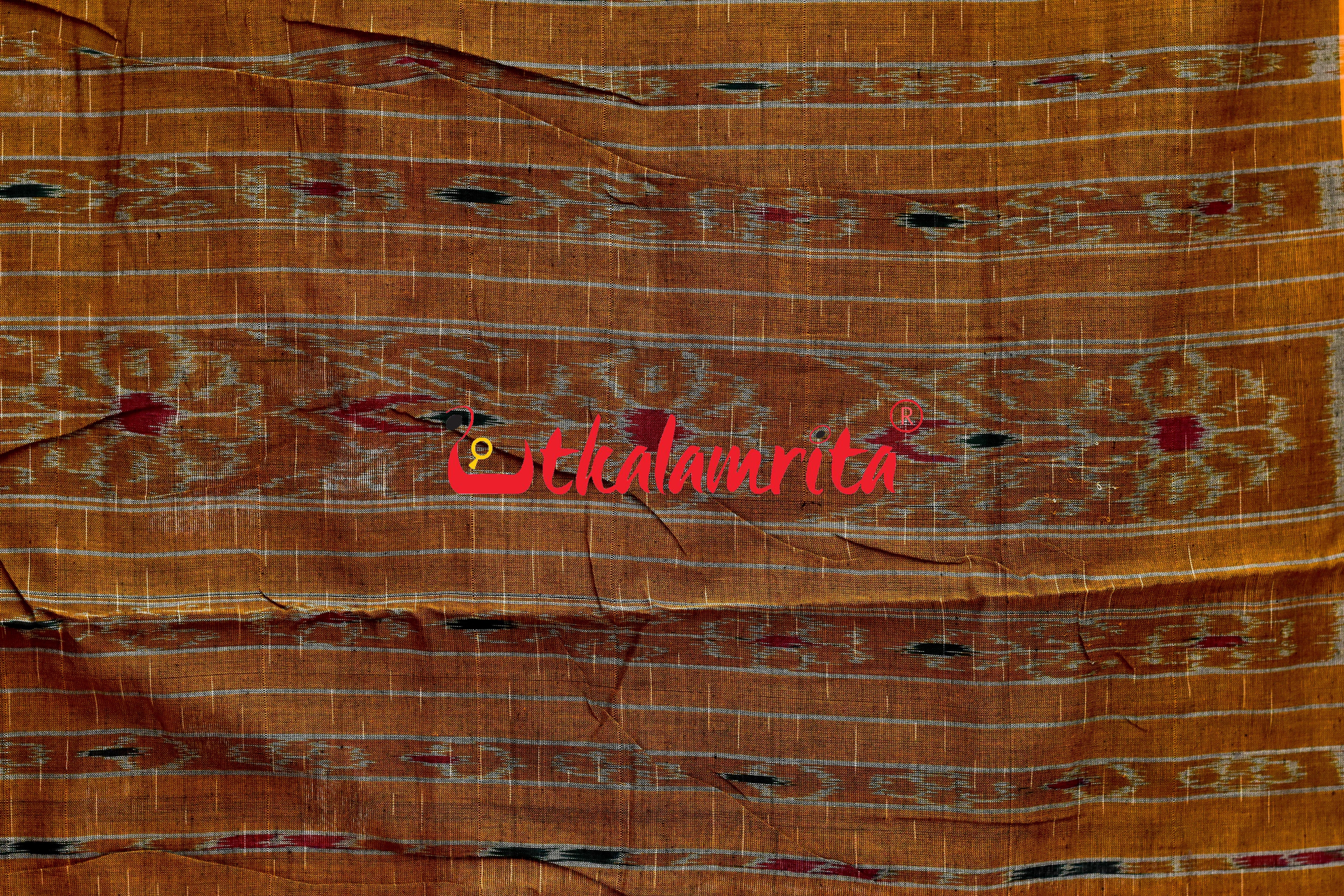 Navy Blue Yellow Jharana Khandua Cotton Saree