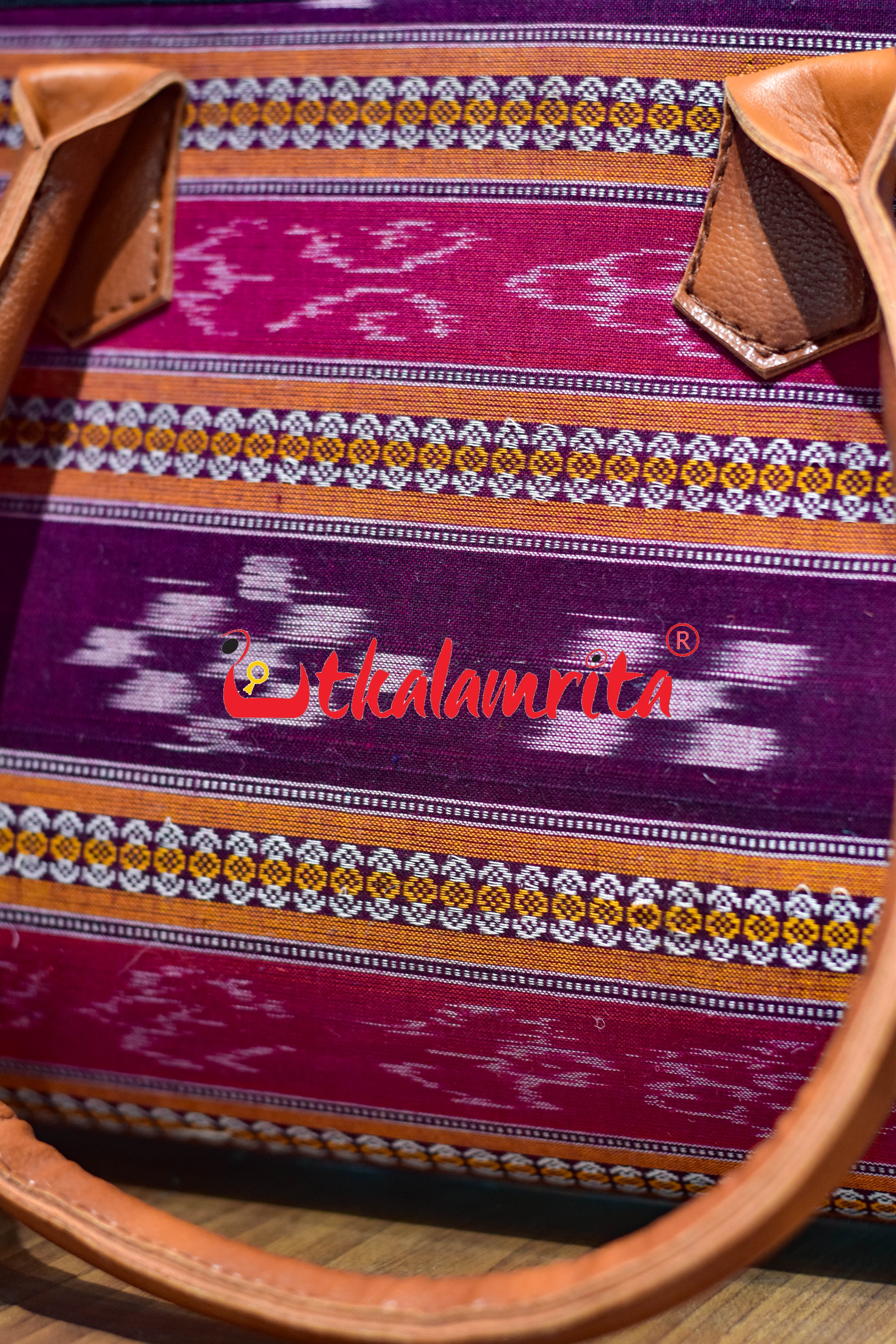 Purple Pasapali Lines Trapezium Vanity Bag