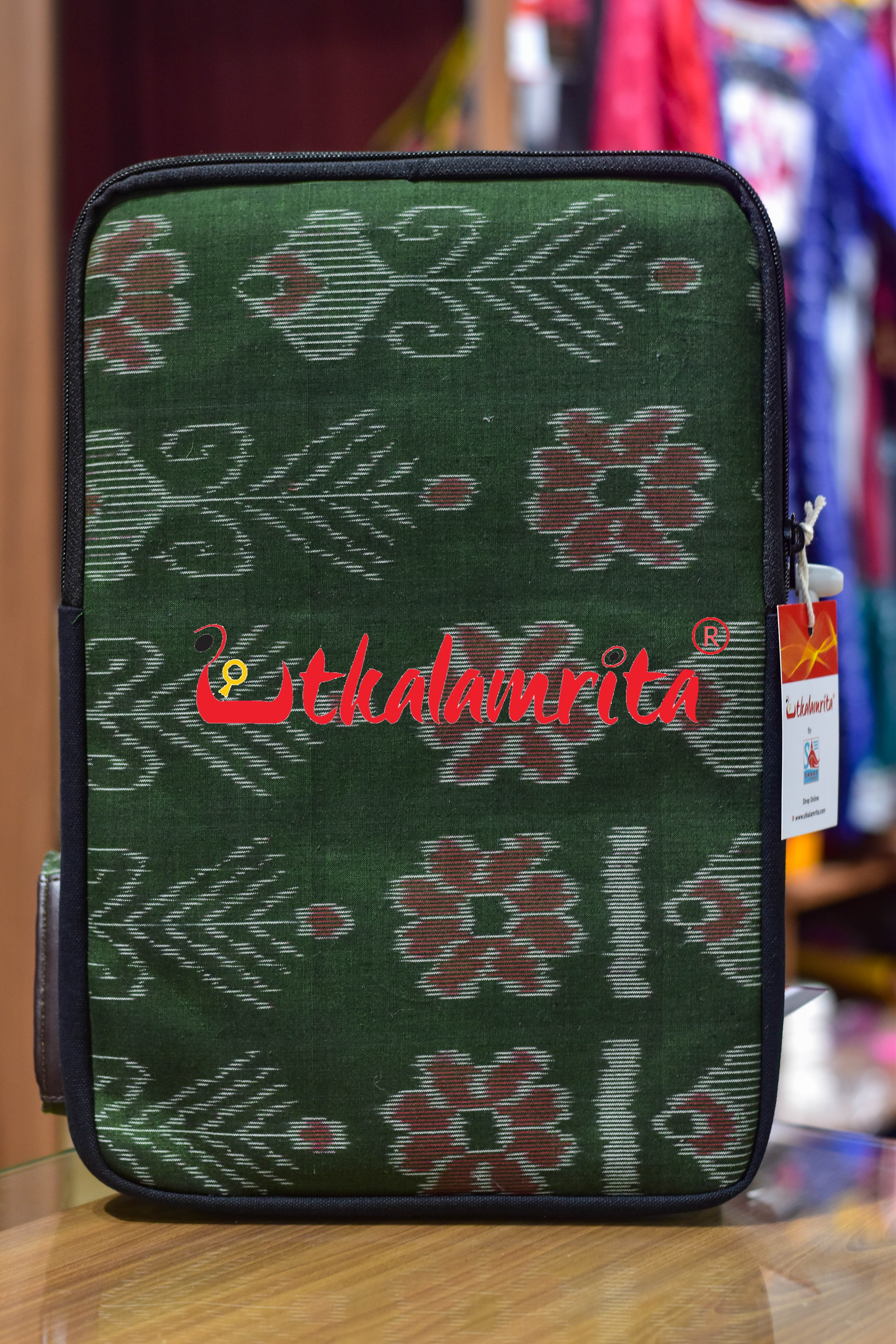 Mehendi Green Big Flowers Laptop Bag