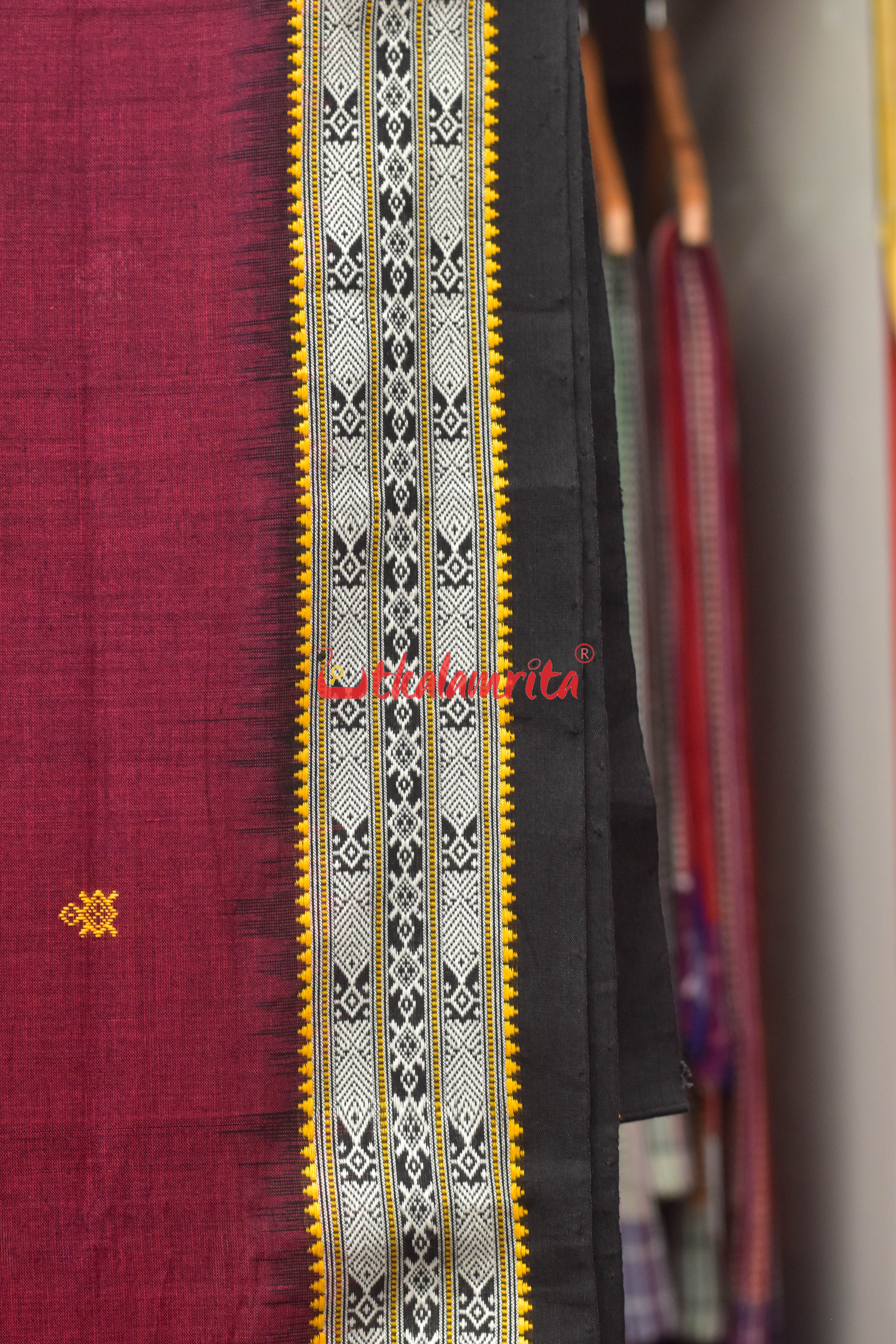 Nuapatna Habaspuri Maroon Cotton Saree