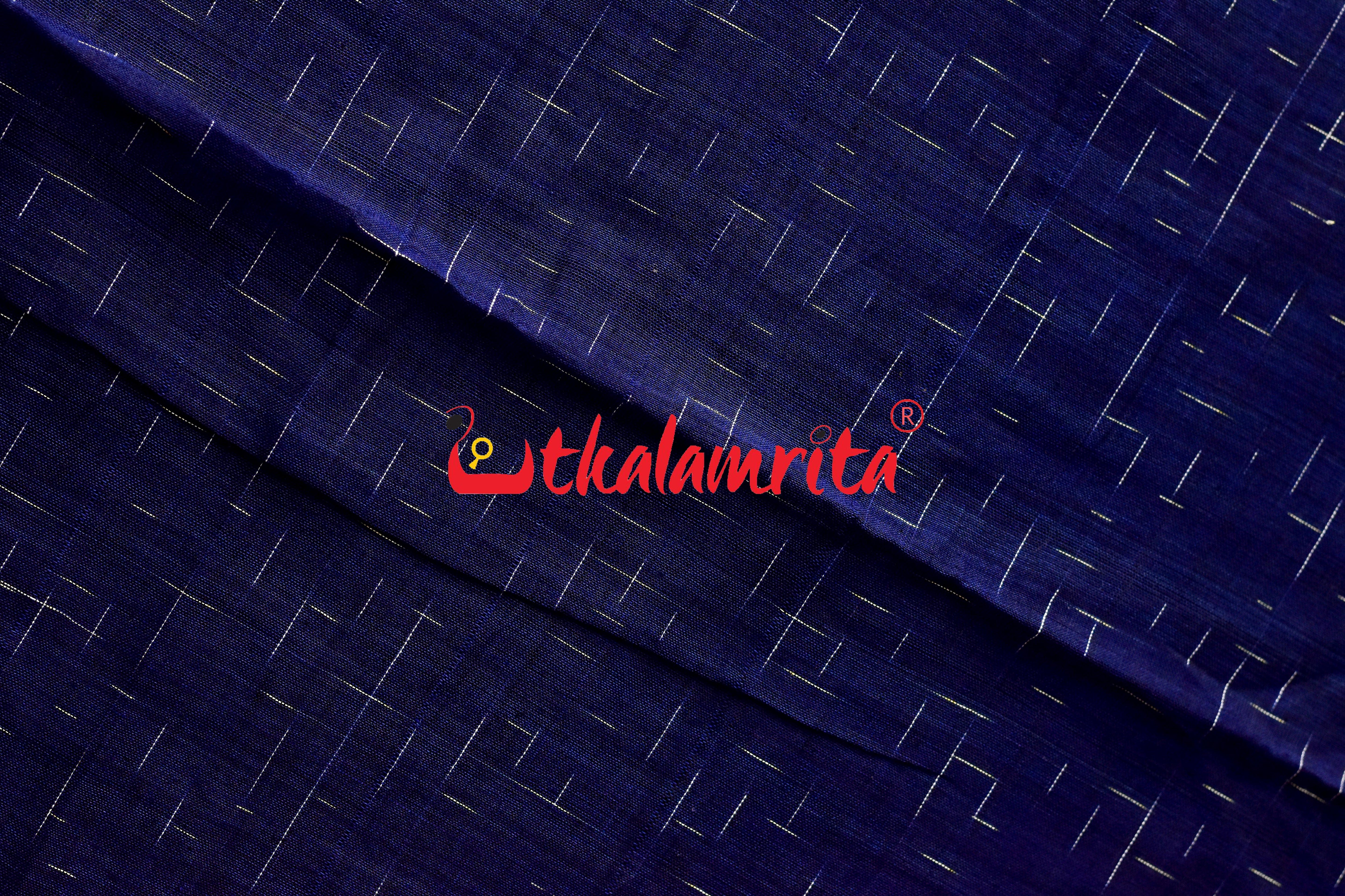 Navy Blue Yellow Jharana Khandua Cotton Saree