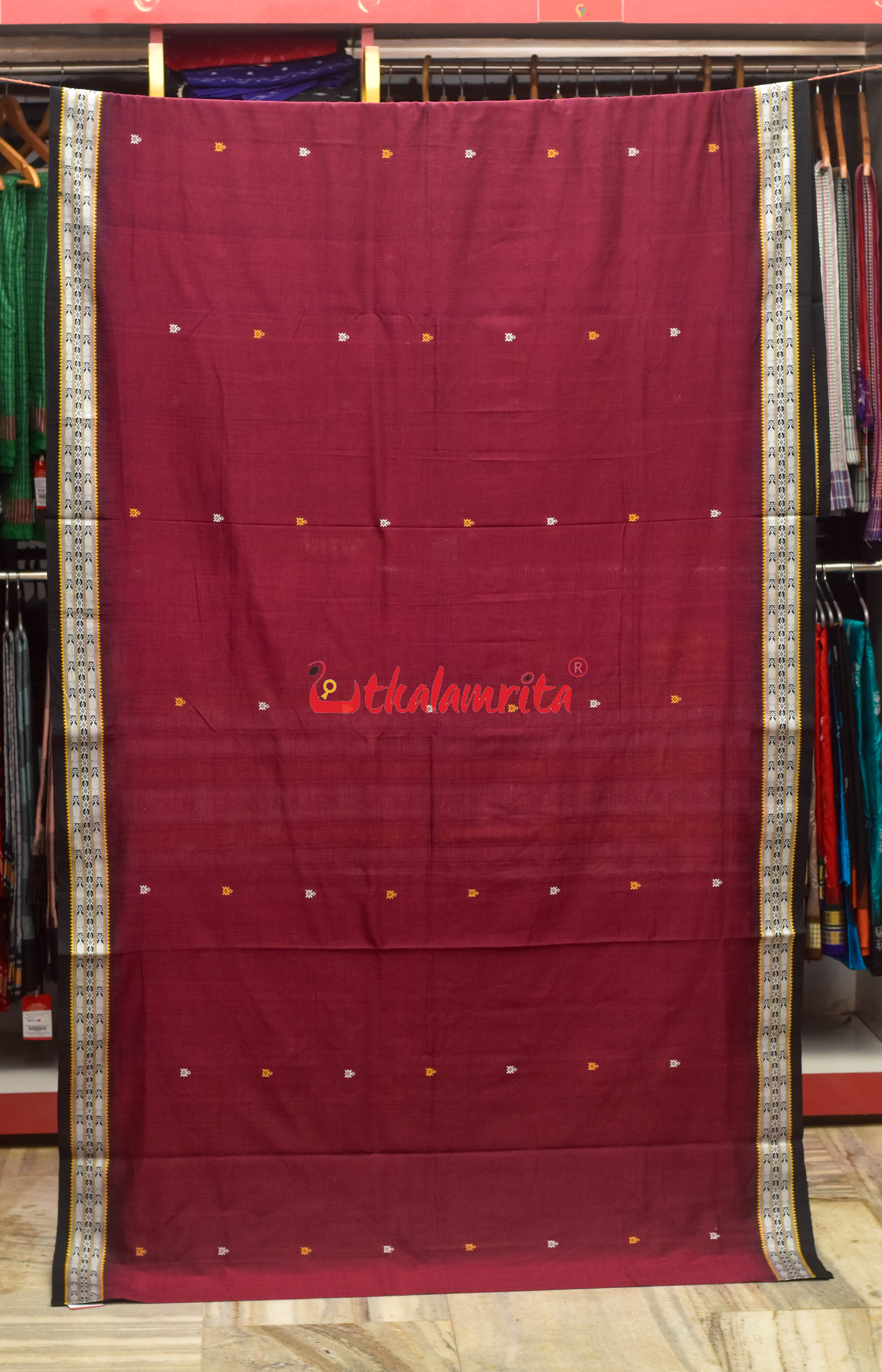 Nuapatna Habaspuri Maroon Cotton Saree
