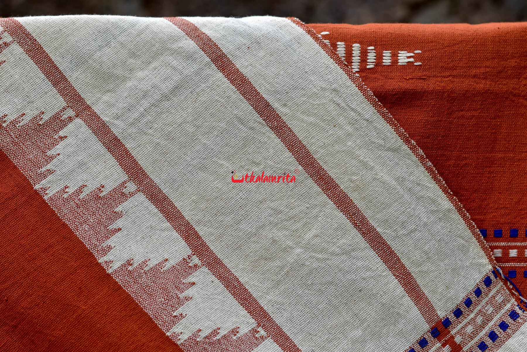 Rust White Kotpad Saree