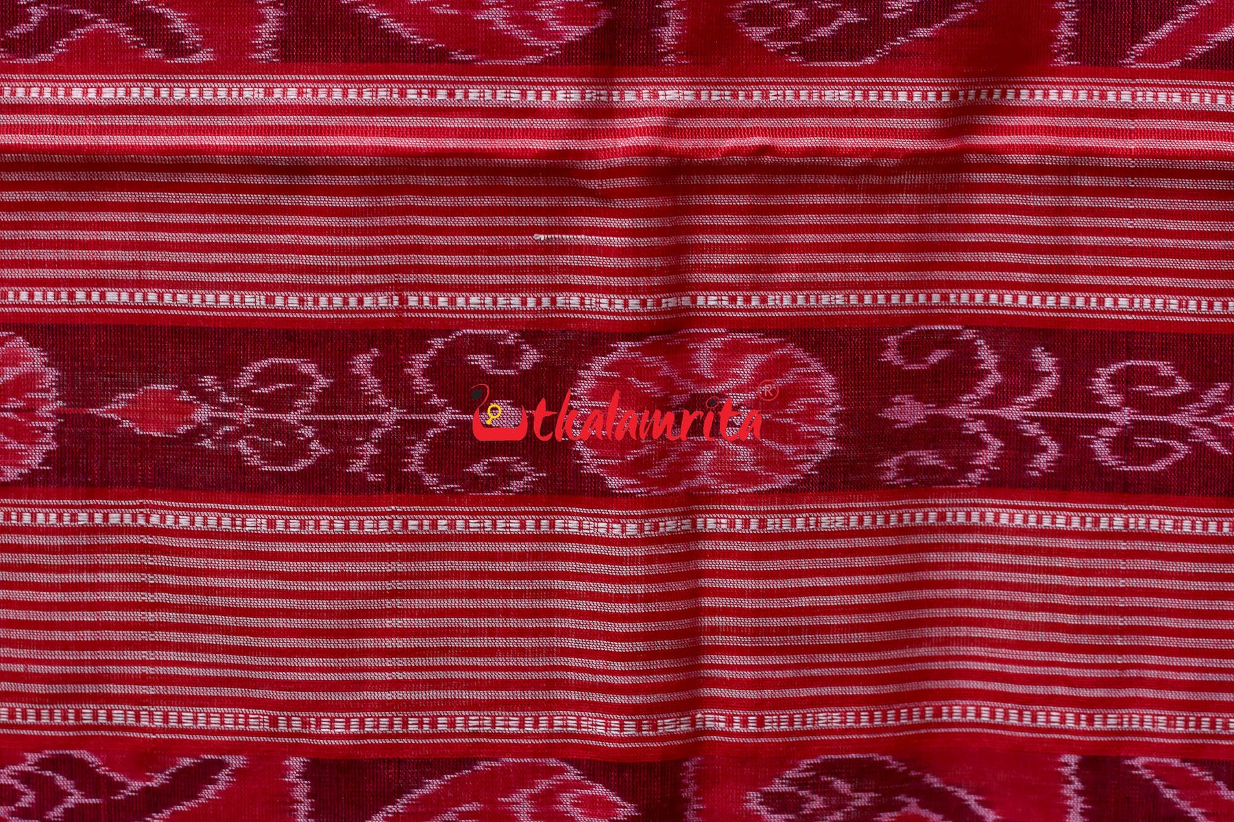 Lal Paar Lines White Phoda Kumbha Cotton Saree
