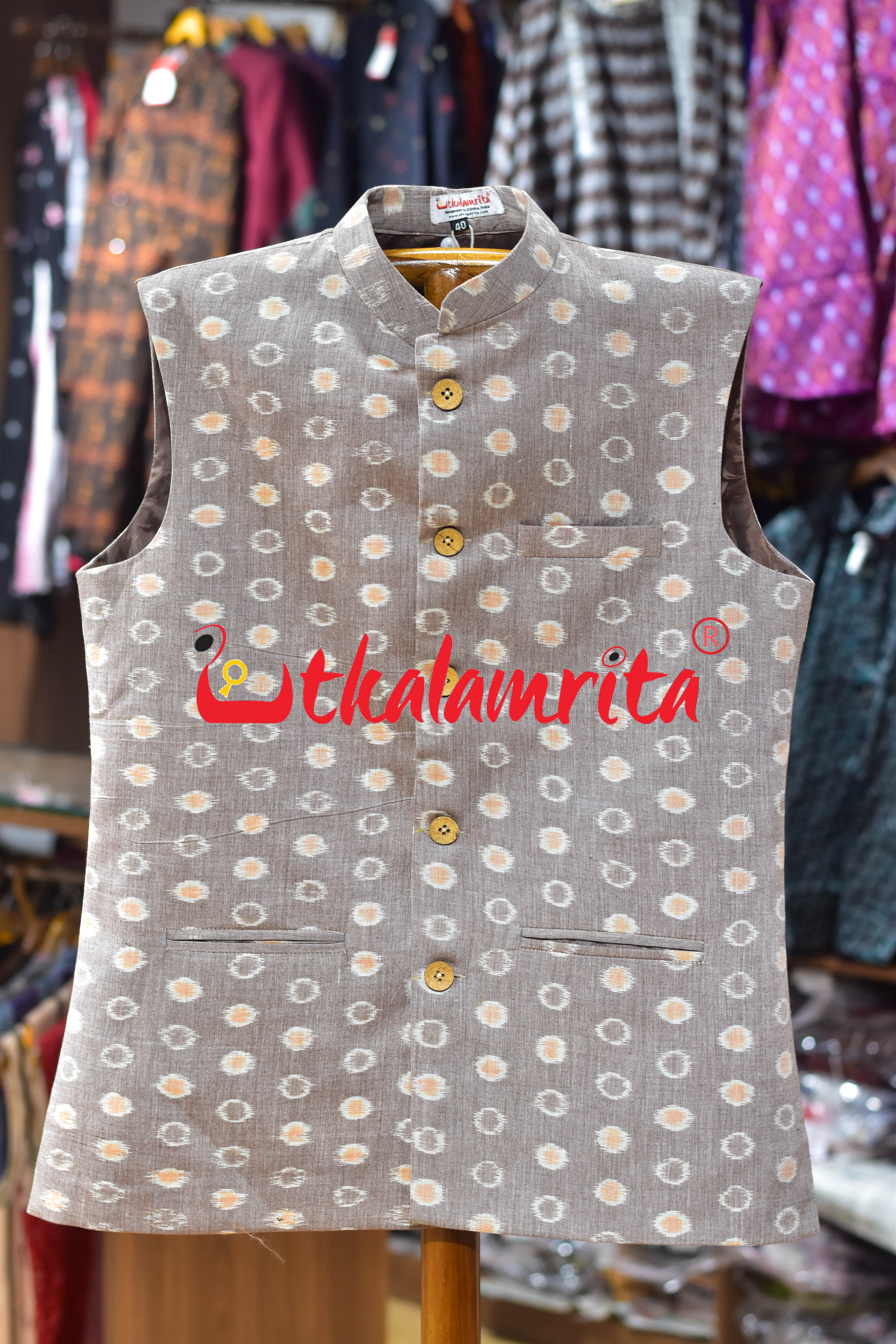 Vintage Beige Bubbles Ikat (Modi Jacket)