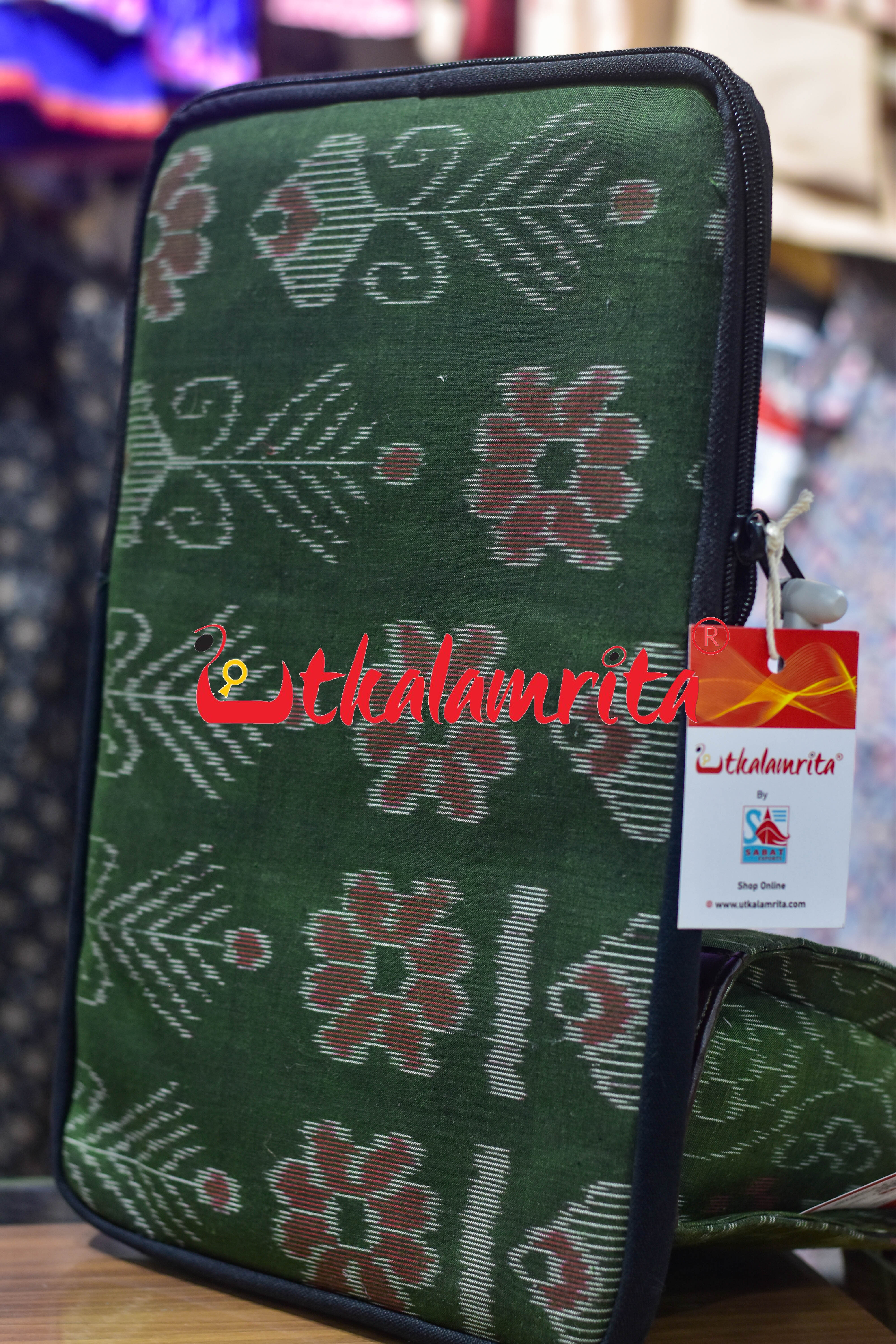 Mehendi Green Big Flowers Laptop Bag