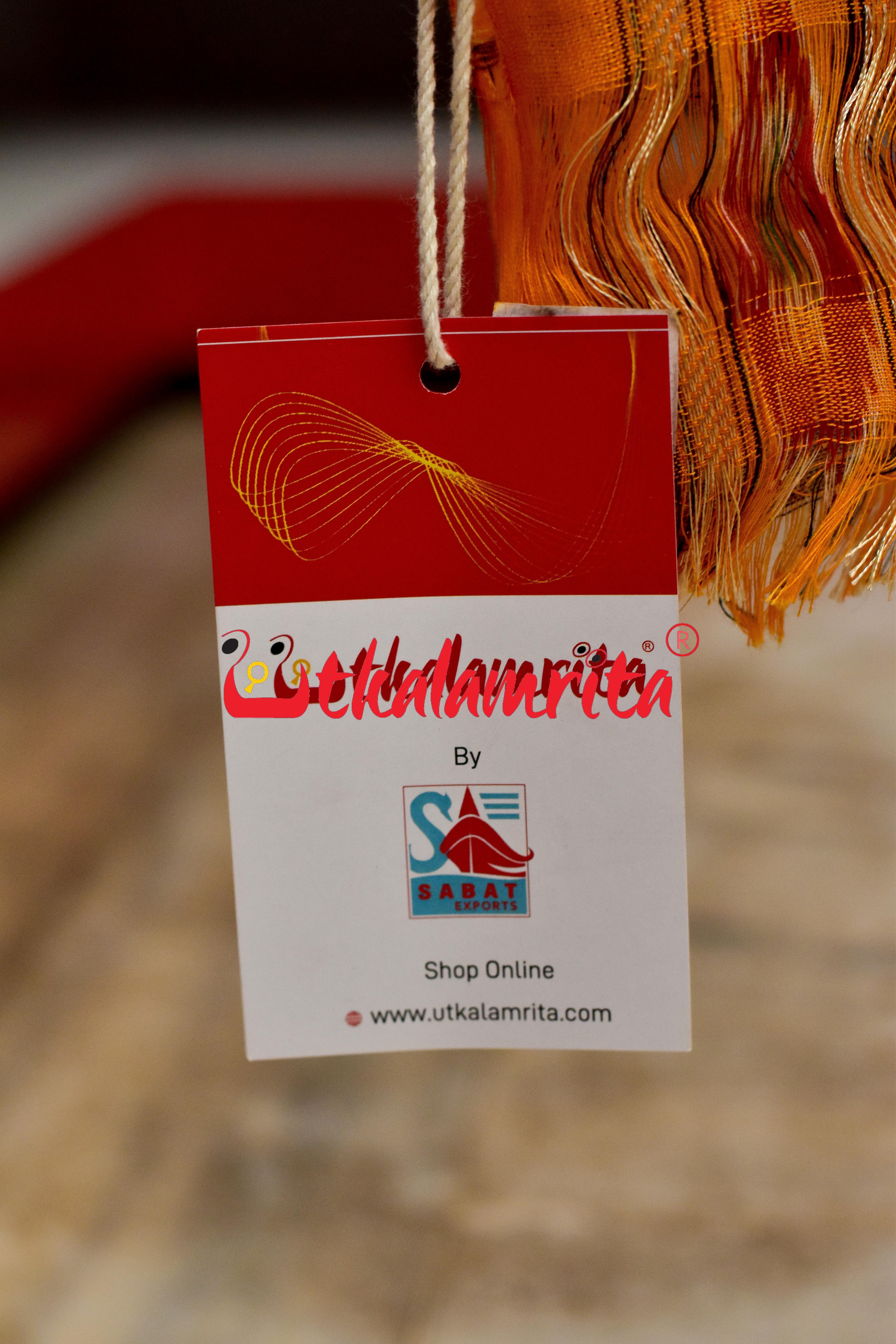 Navy Blue Yellow Jharana Khandua Cotton Saree