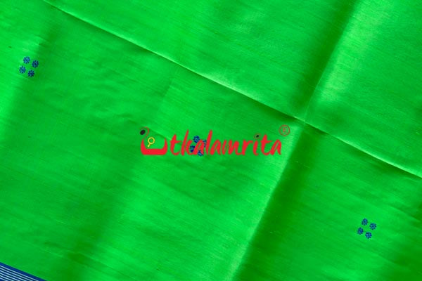 Leaf Green Purple Pink Double Border Pasapali Khandua Silk Saree