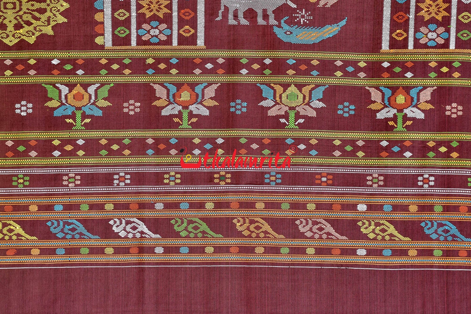 Yellow Maroon Mandira Gopalpur Tussar Saree