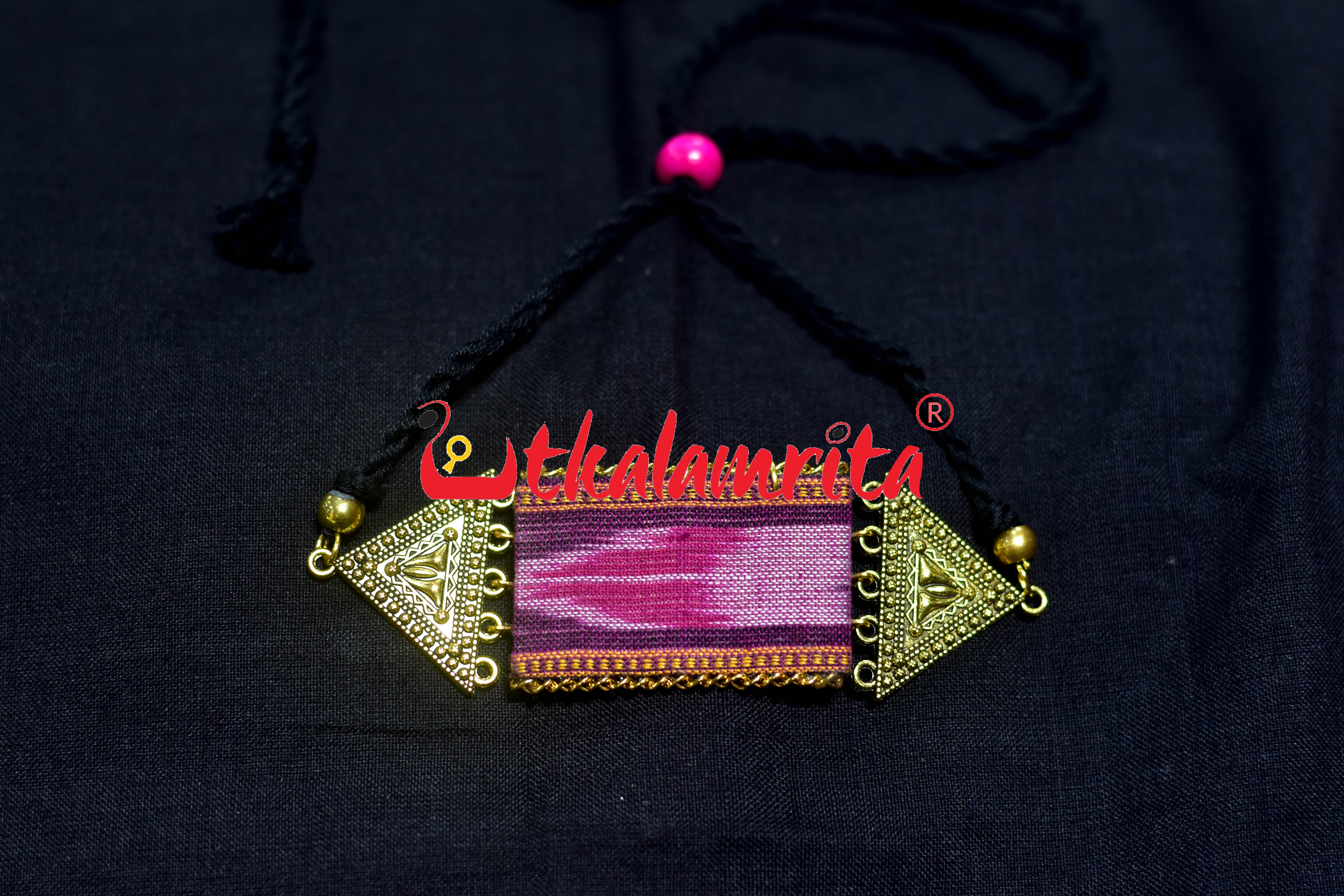 Golden Magenta Ikat Small Choker Set