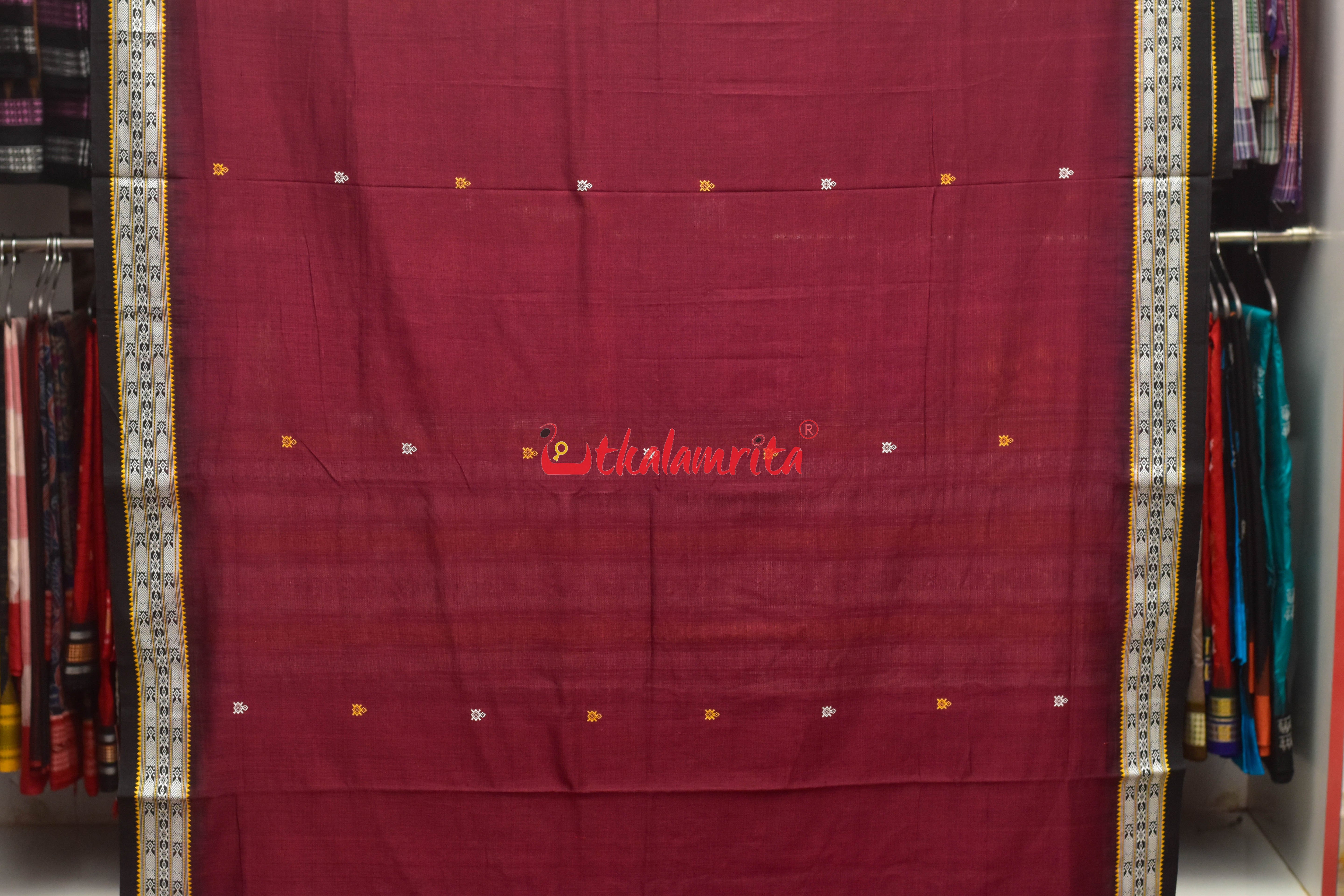 Nuapatna Habaspuri Maroon Cotton Saree