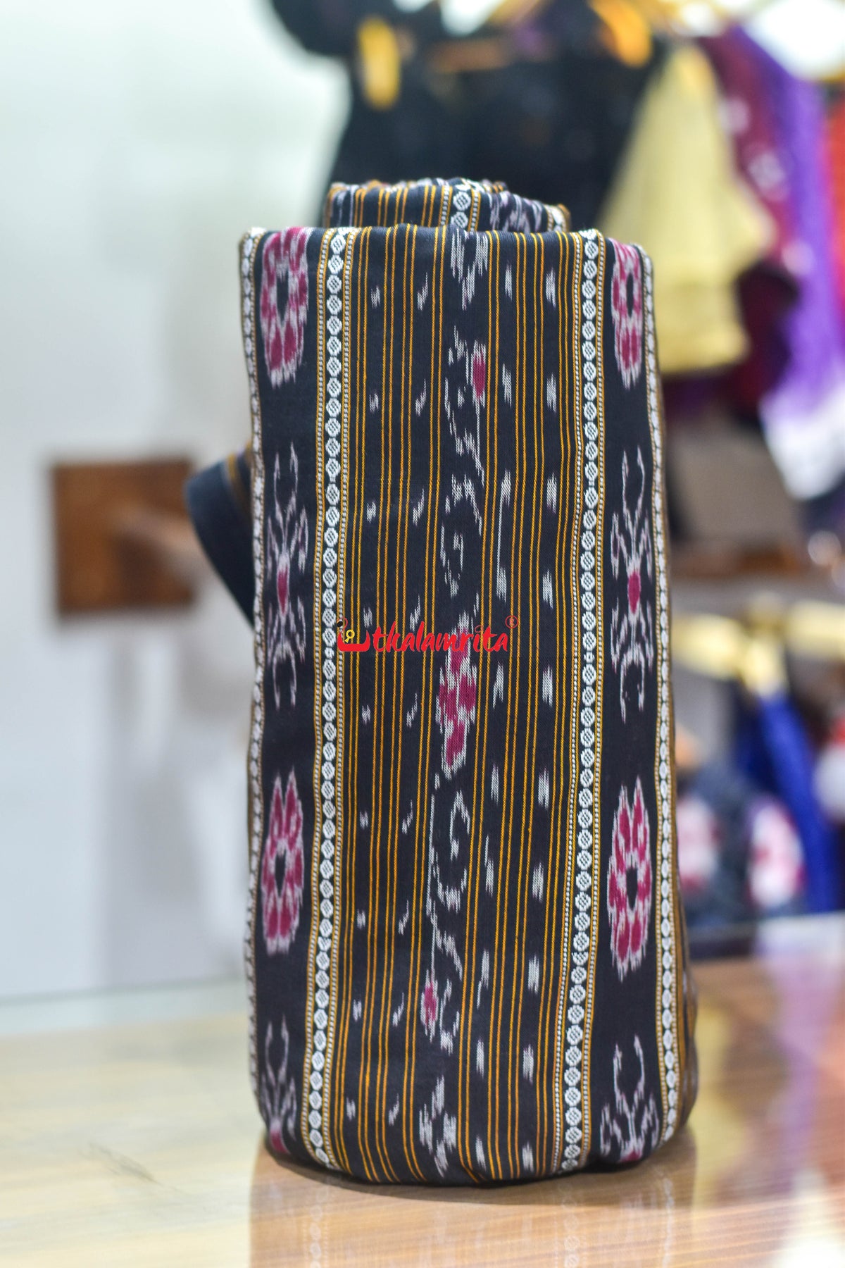 Black Dobby Flower Ikat (Fabric)