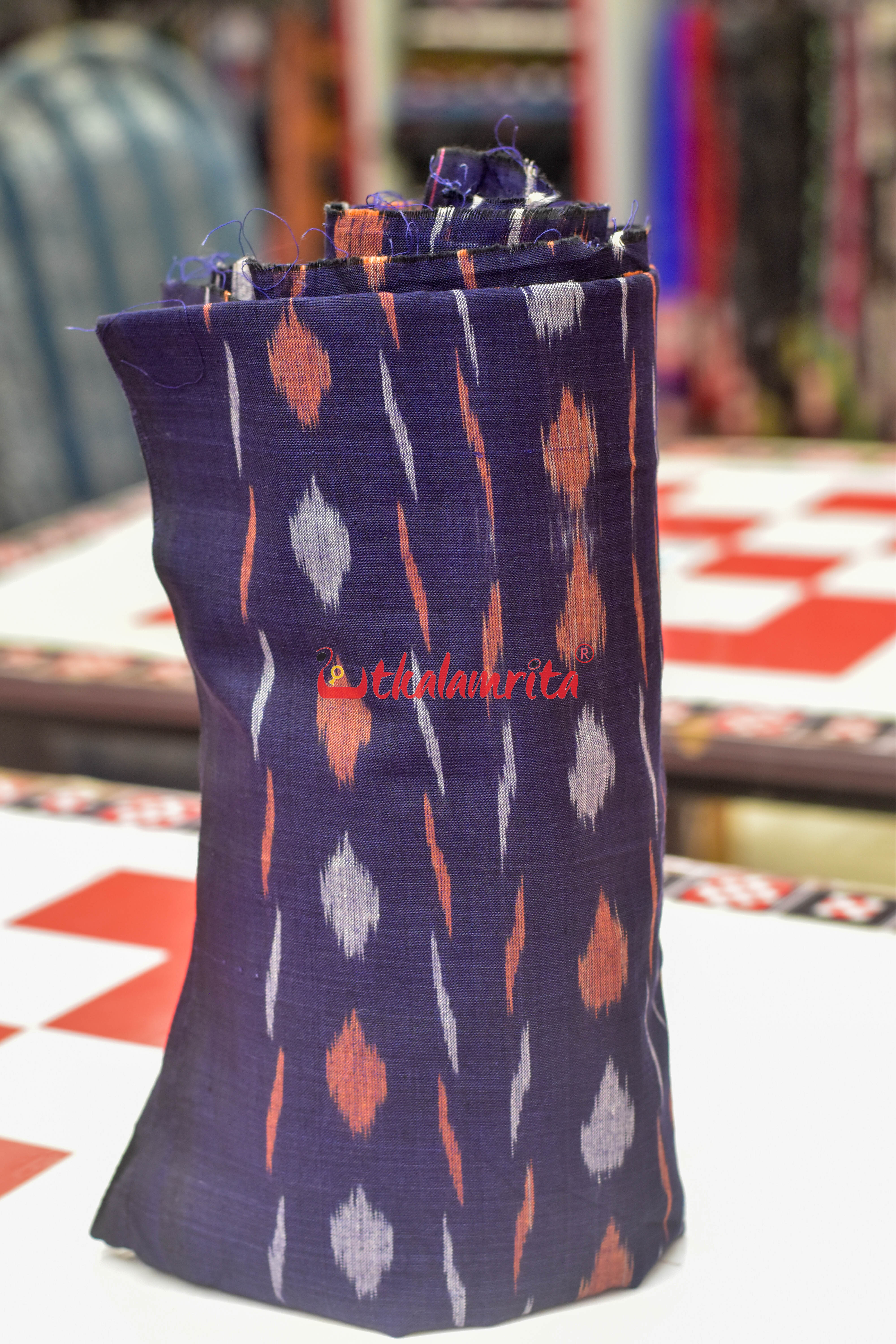 Navy Blue Paper Design Cotton (Fabric)