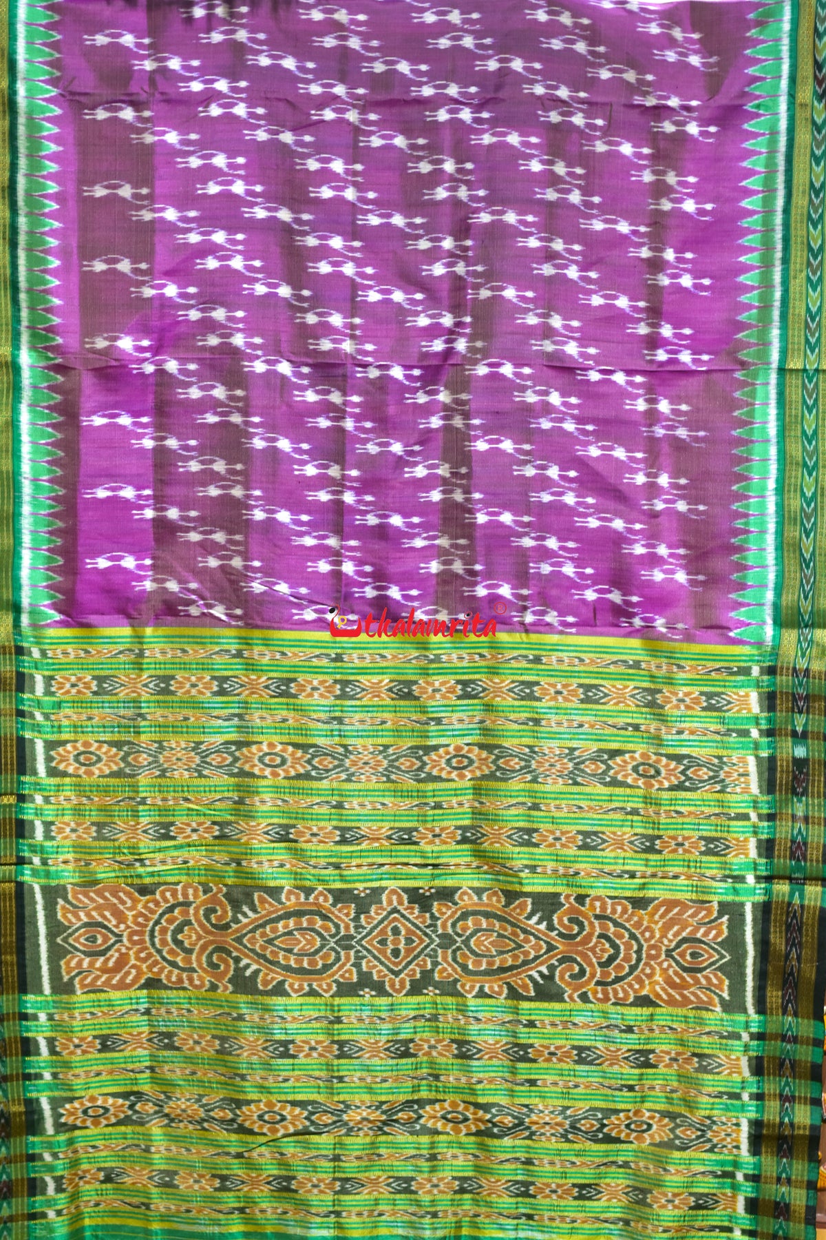 Dua Shade Purple Green Body Tribals Khandua Silk Saree