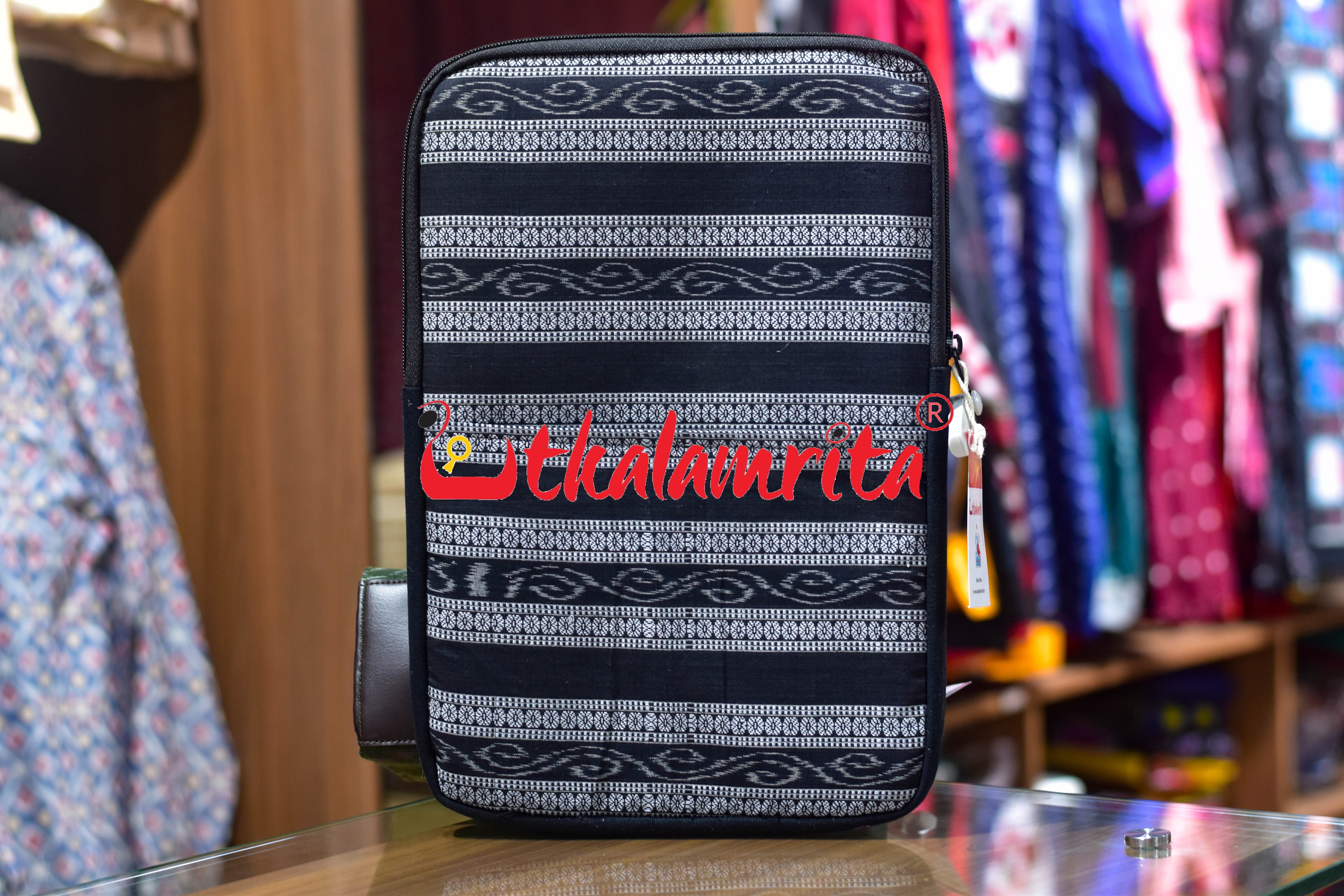 Black with Ikat Border Laptop Bag