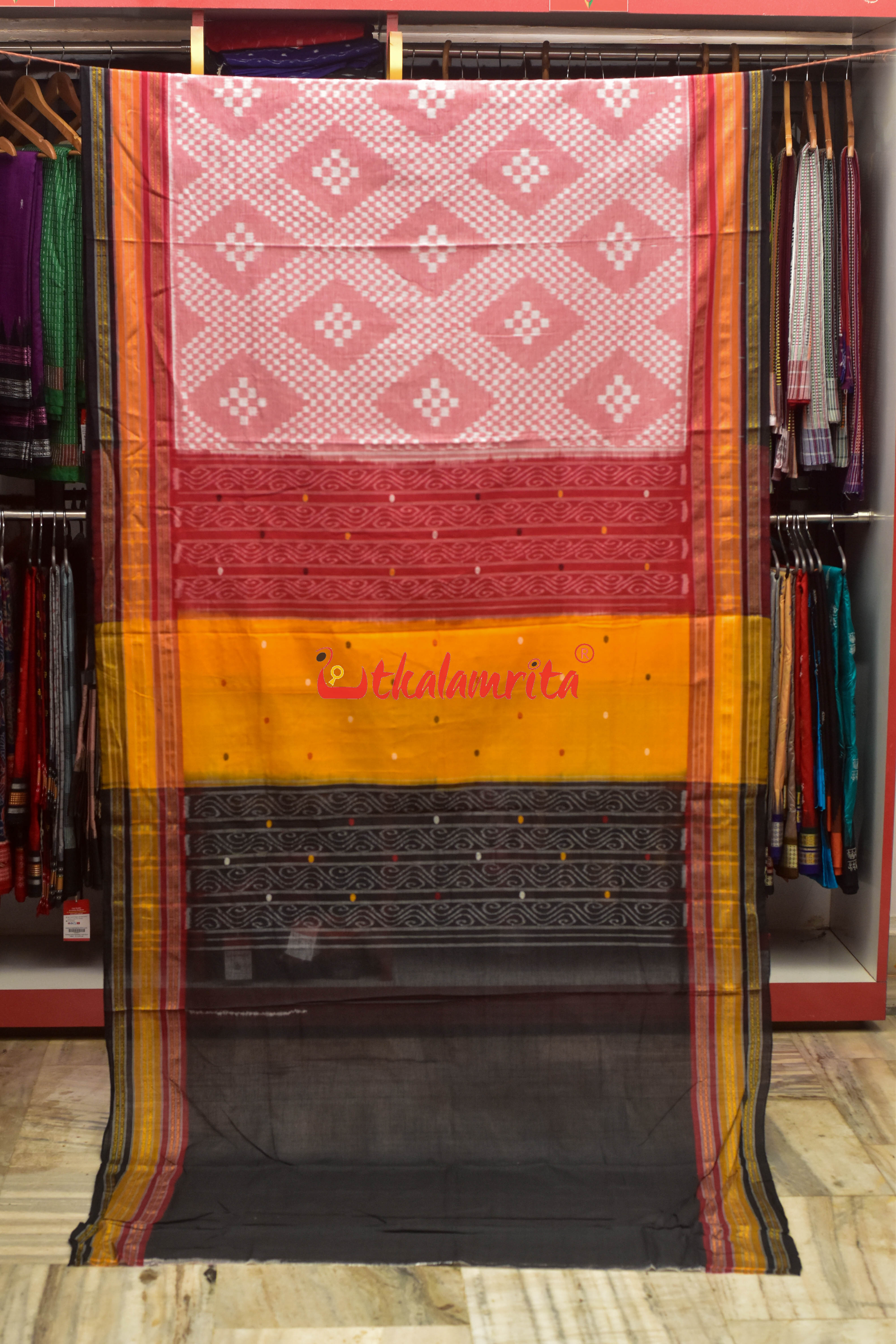 Pink with Body Pasapali Khandua Cotton Saree
