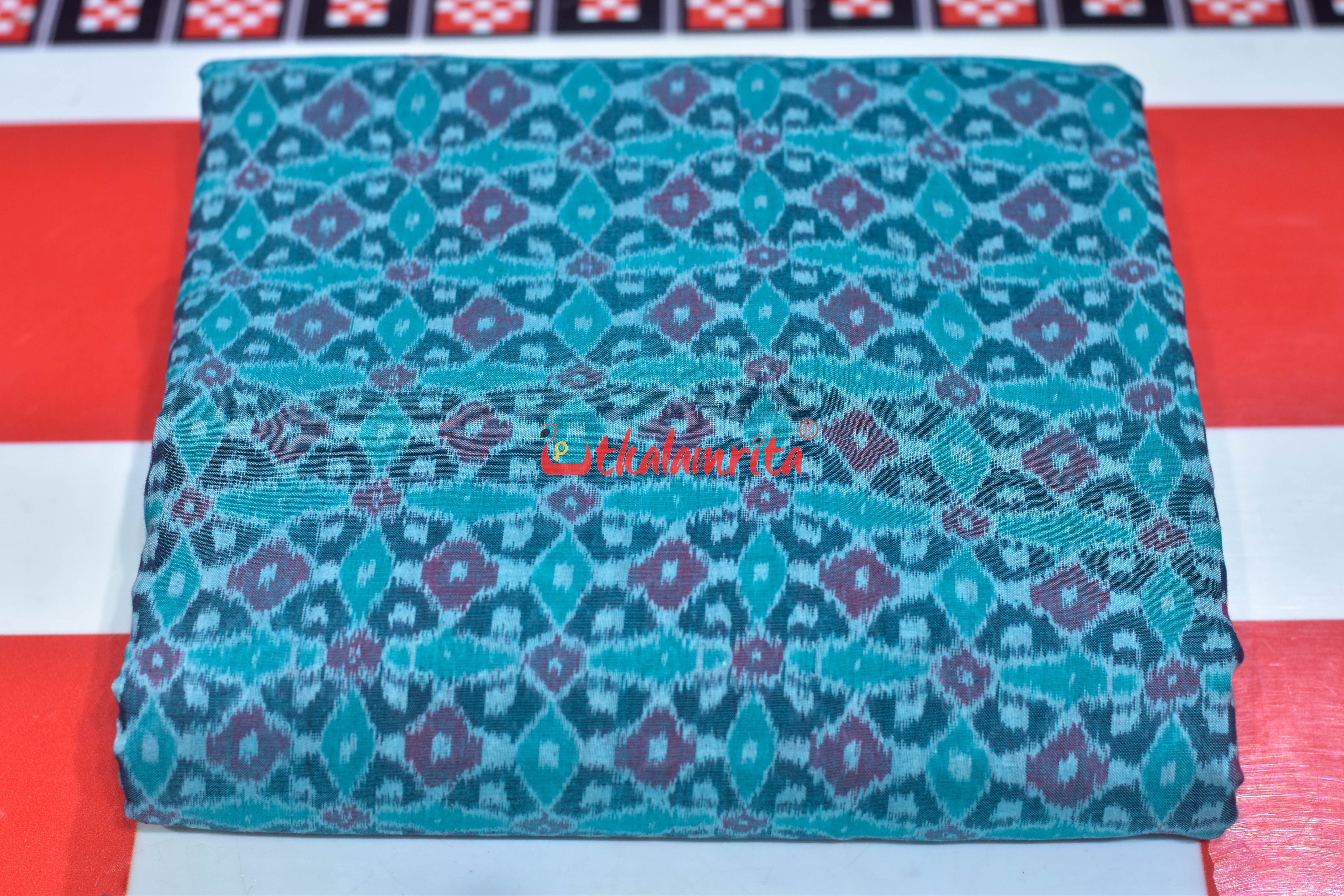Sea Green 4D Flower Sambalpuri Cotton (Fabric)