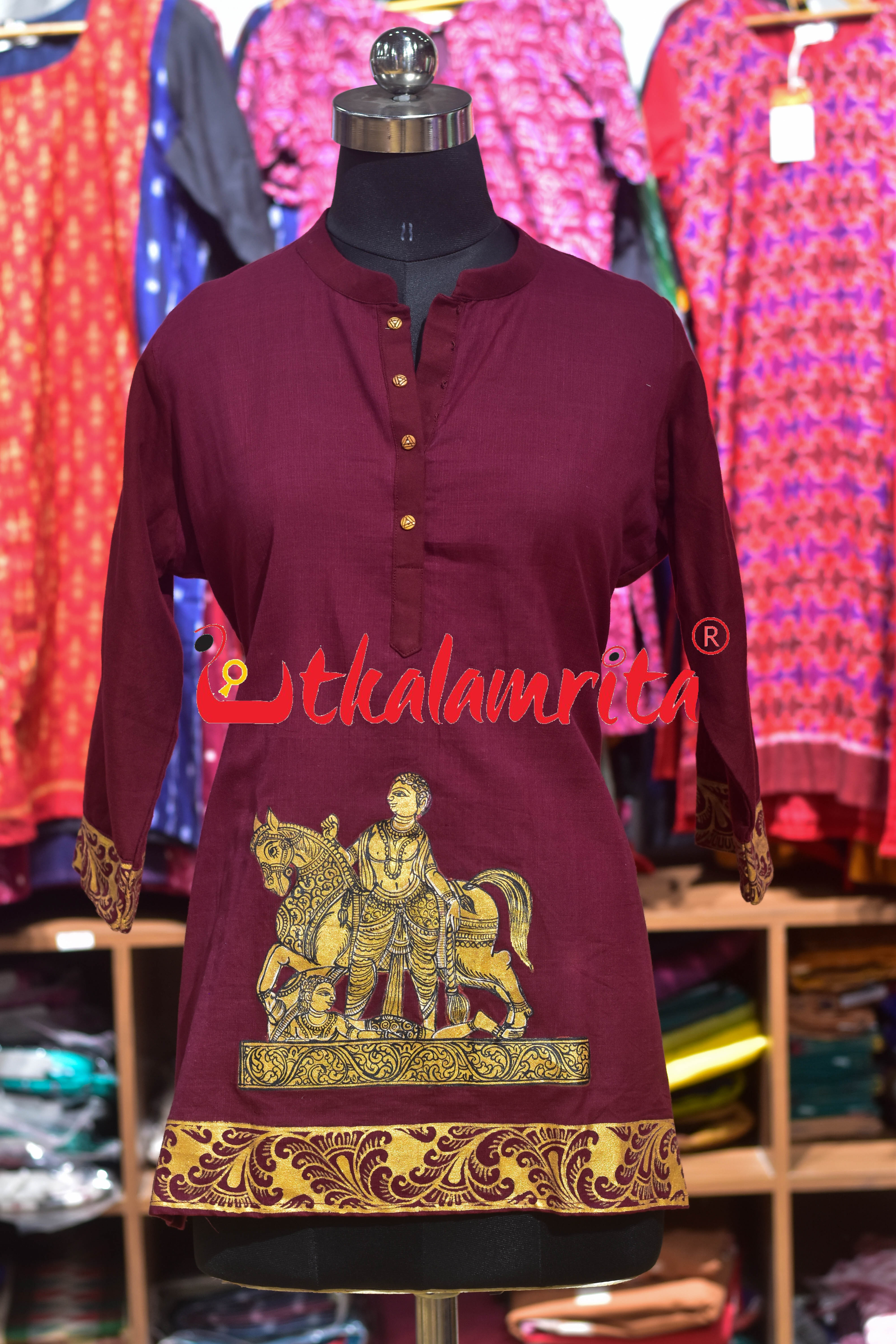 Horse and Konark Chakra Pattachitra (Ladies' Short kurta)