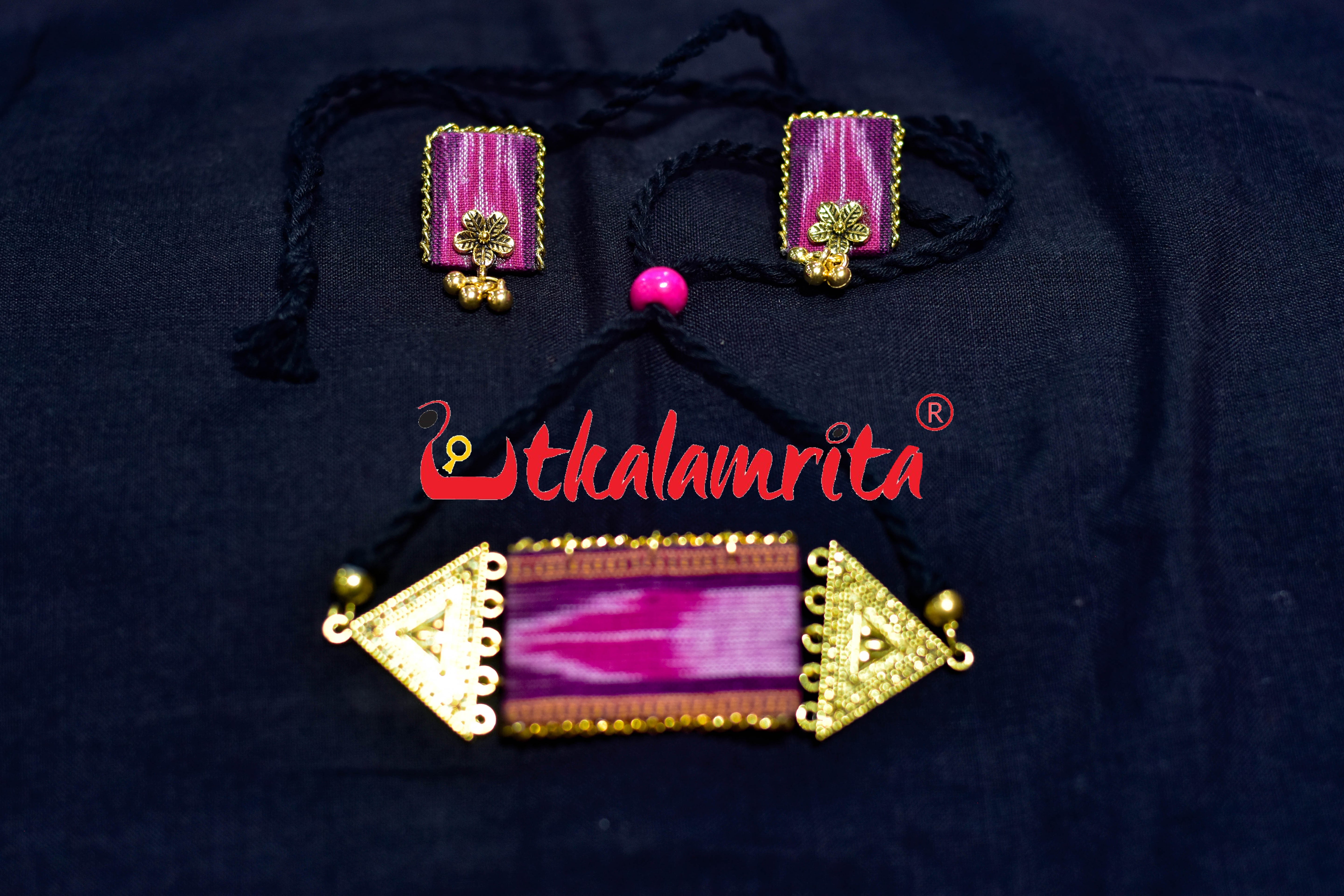 Golden Magenta Ikat Small Choker Set