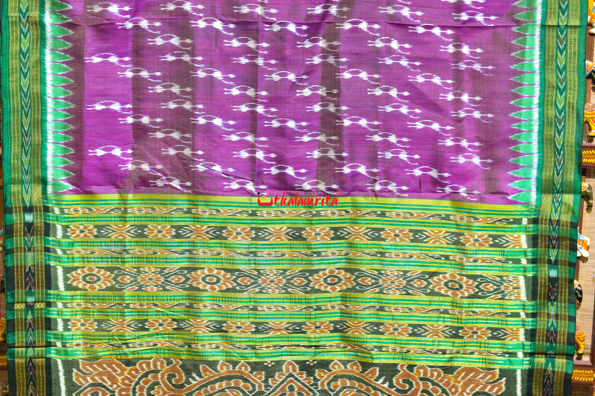 Dua Shade Purple Green Body Tribals Khandua Silk Saree