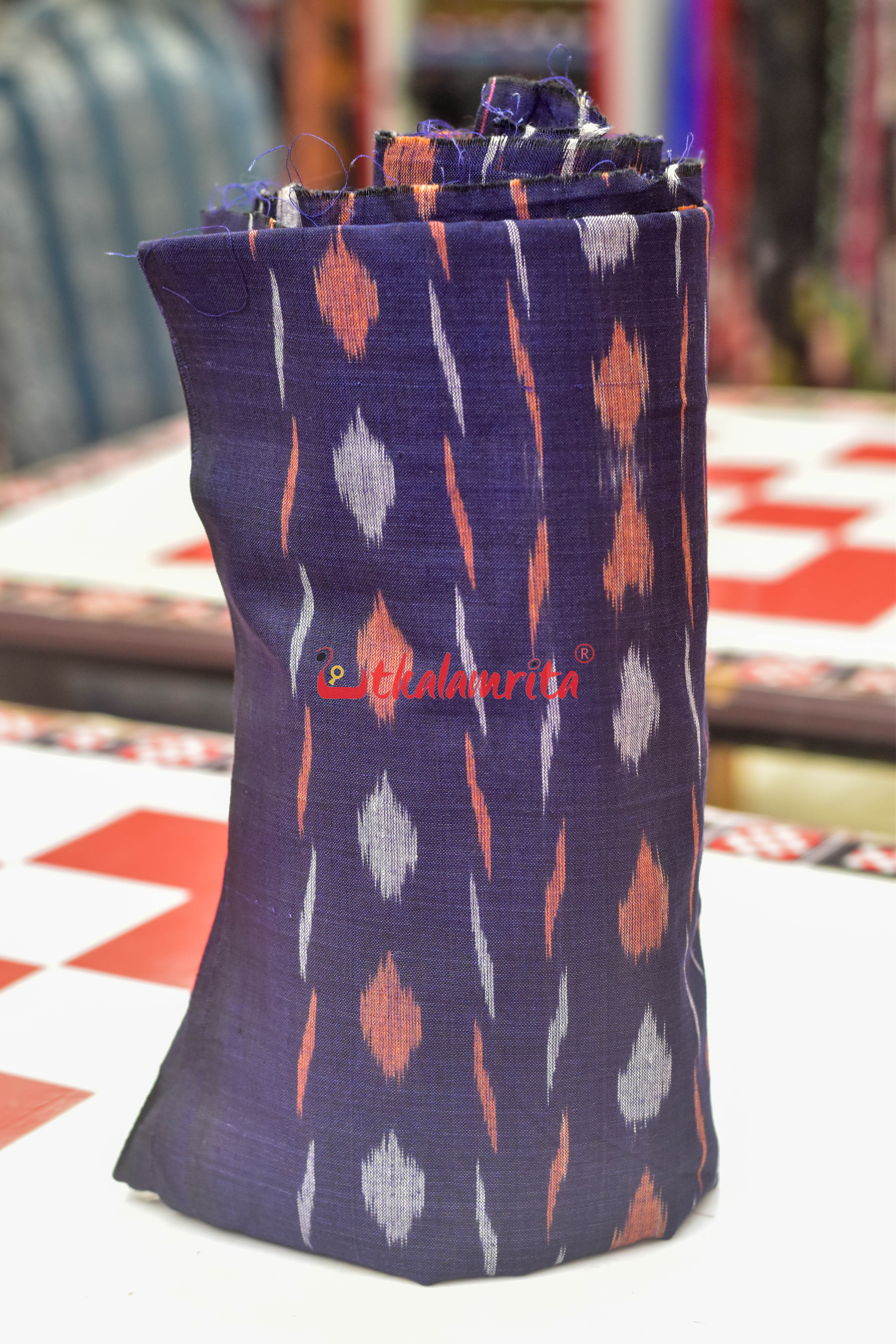 Navy Blue Paper Design Cotton (Fabric)