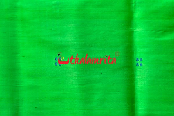 Leaf Green Purple Pink Double Border Pasapali Khandua Silk Saree