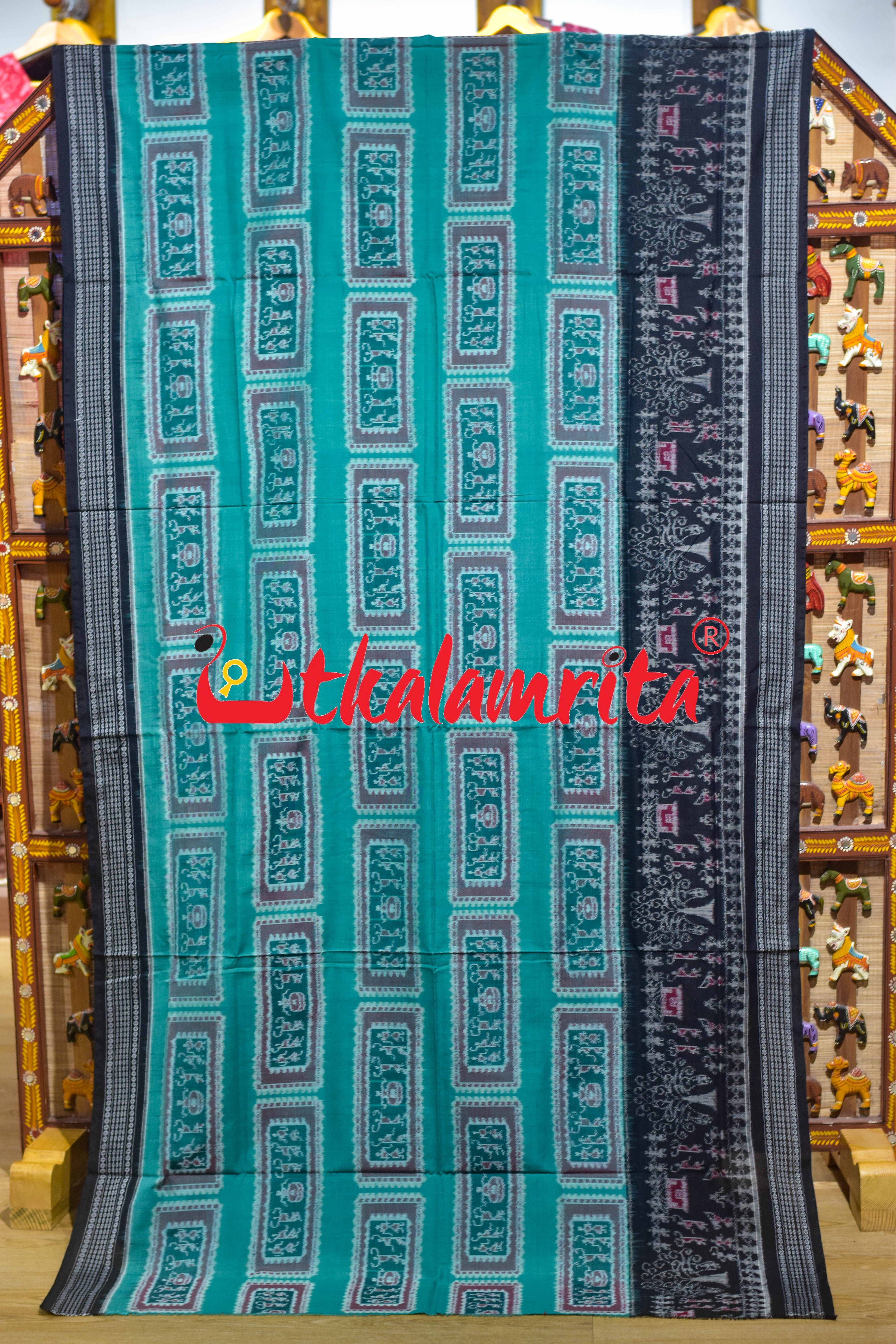 Green Black Tribal Sambalpuri Cotton Saree
