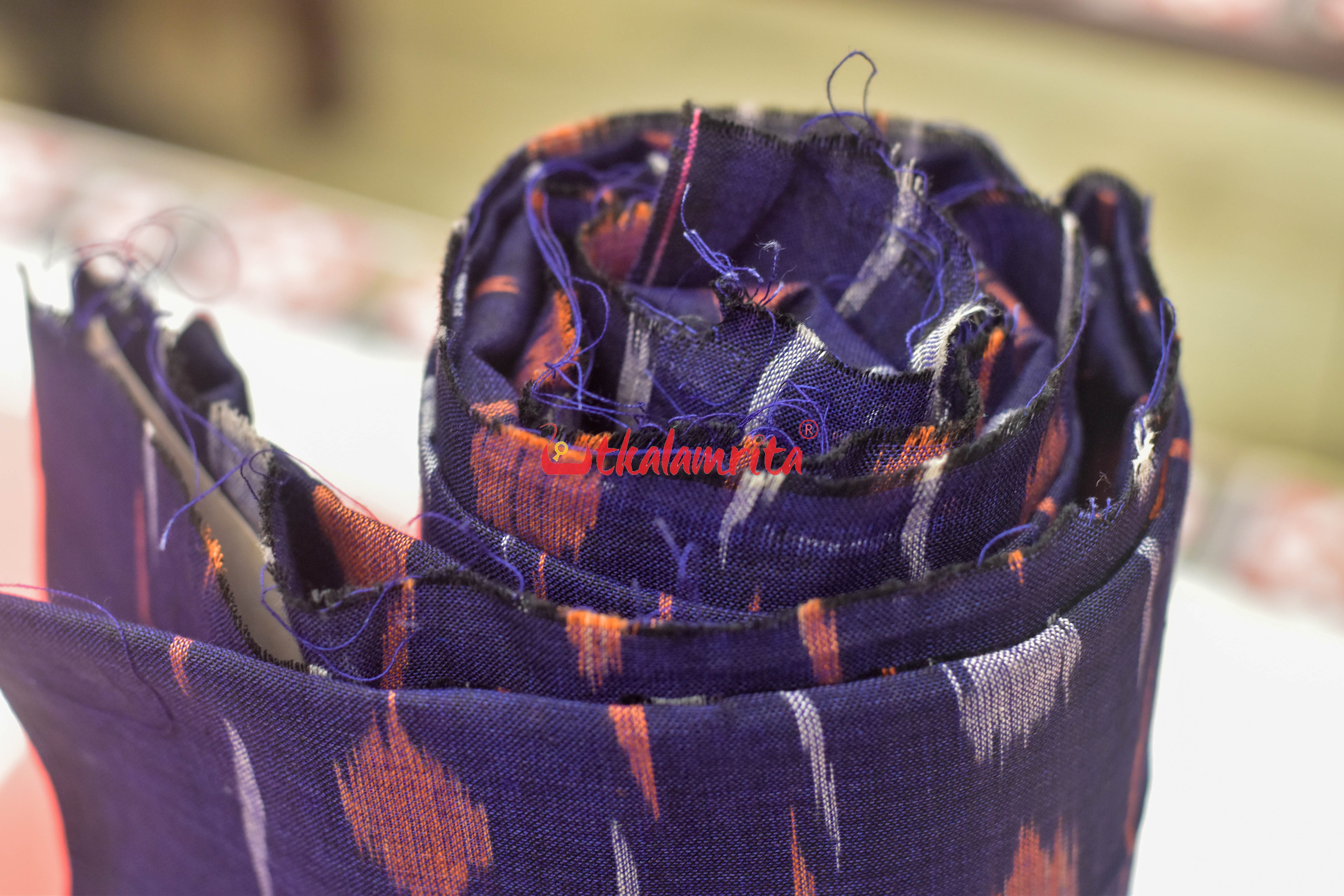 Navy Blue Paper Design Cotton (Fabric)