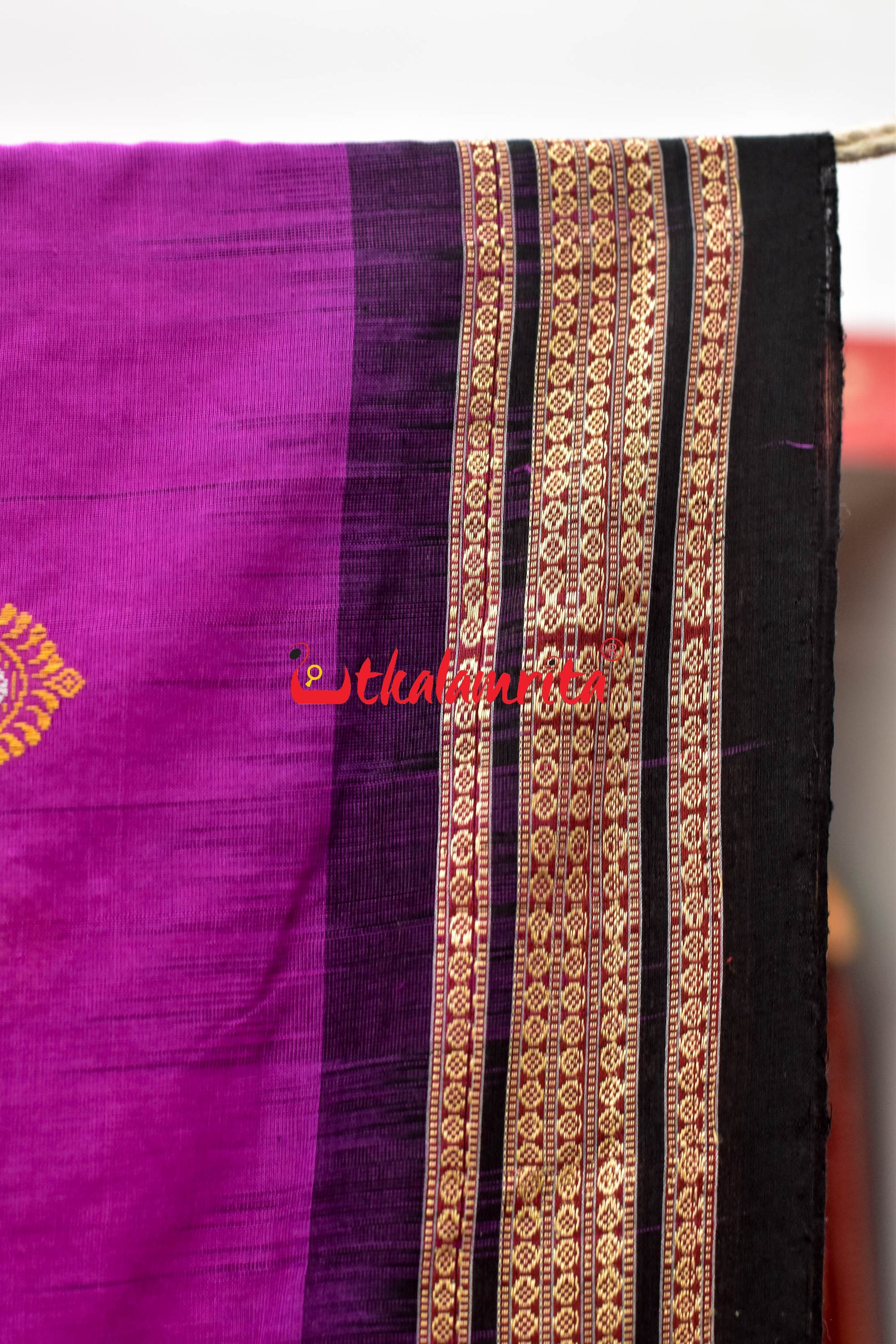 Lavender Bomkai Cotton Saree