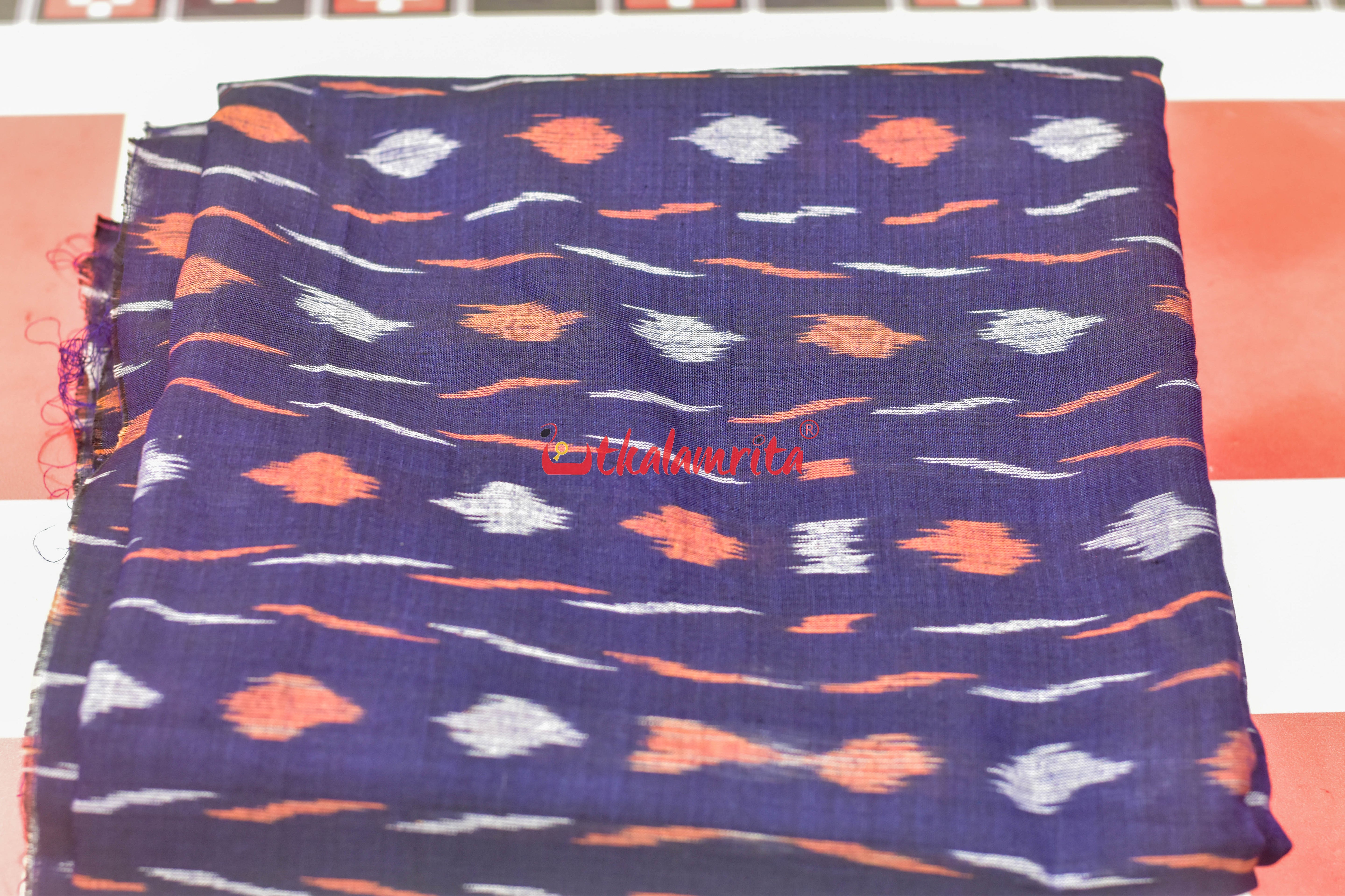 Navy Blue Paper Design Cotton (Fabric)