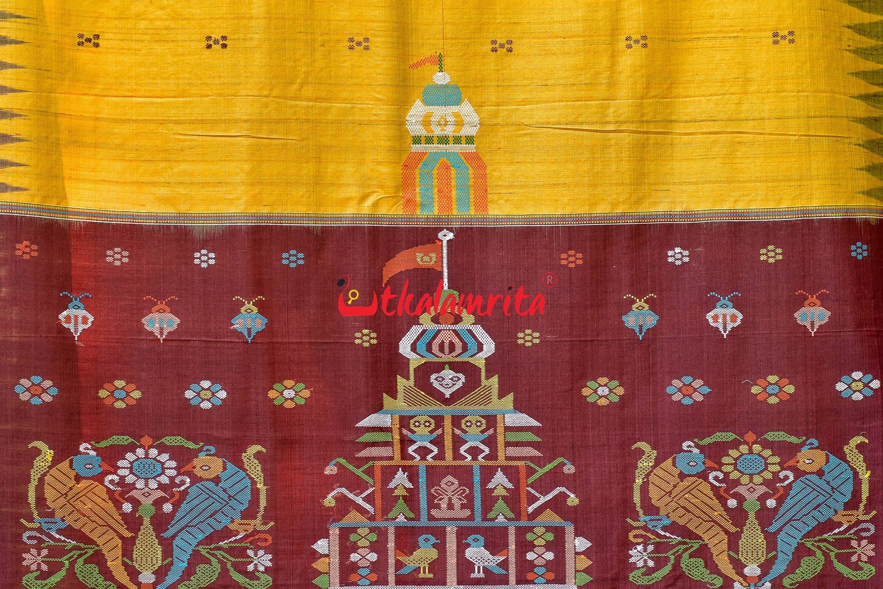 Yellow Maroon Mandira Gopalpur Tussar Saree