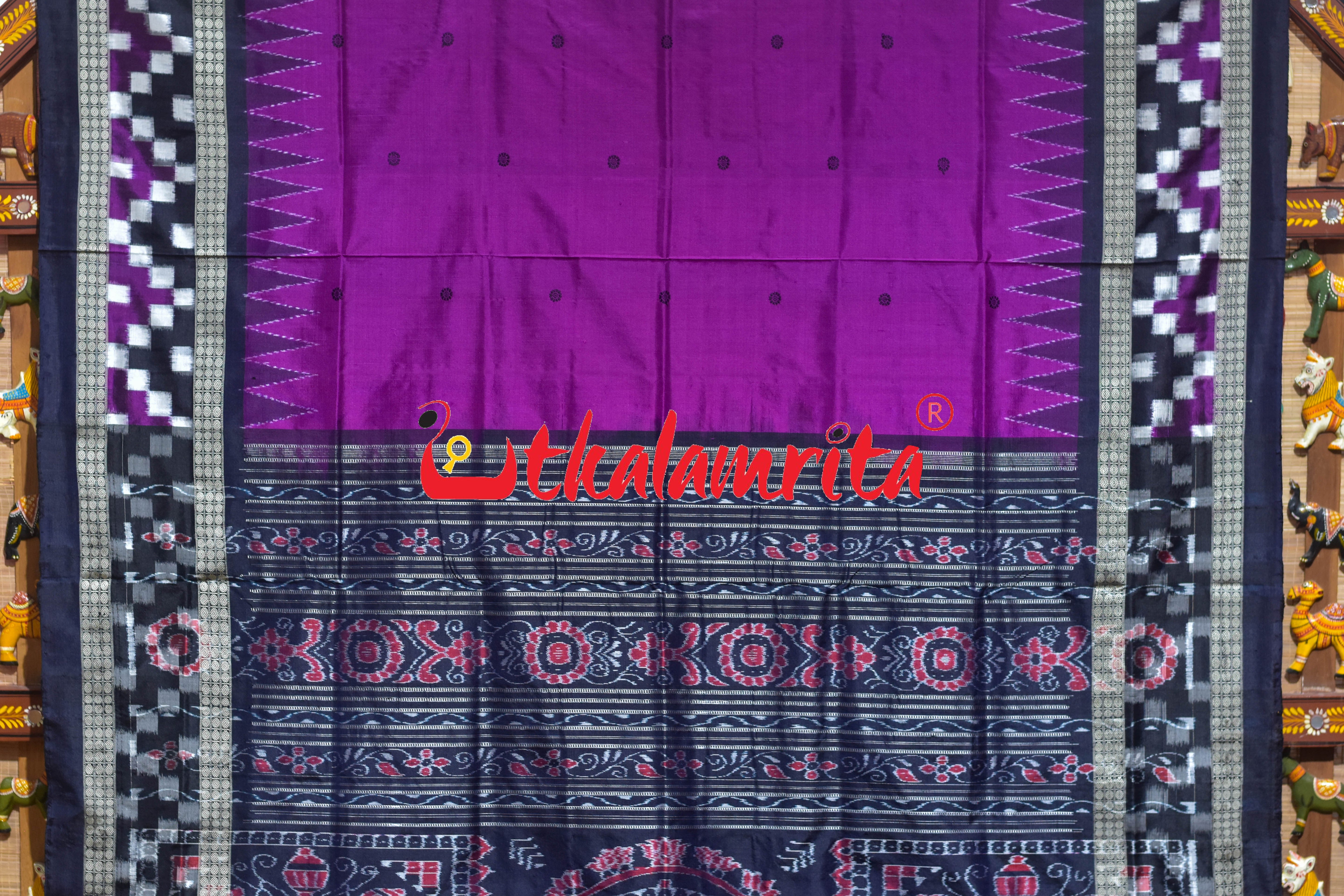 Border Pasapali Purple Buti Sambalpuri Silk Saree