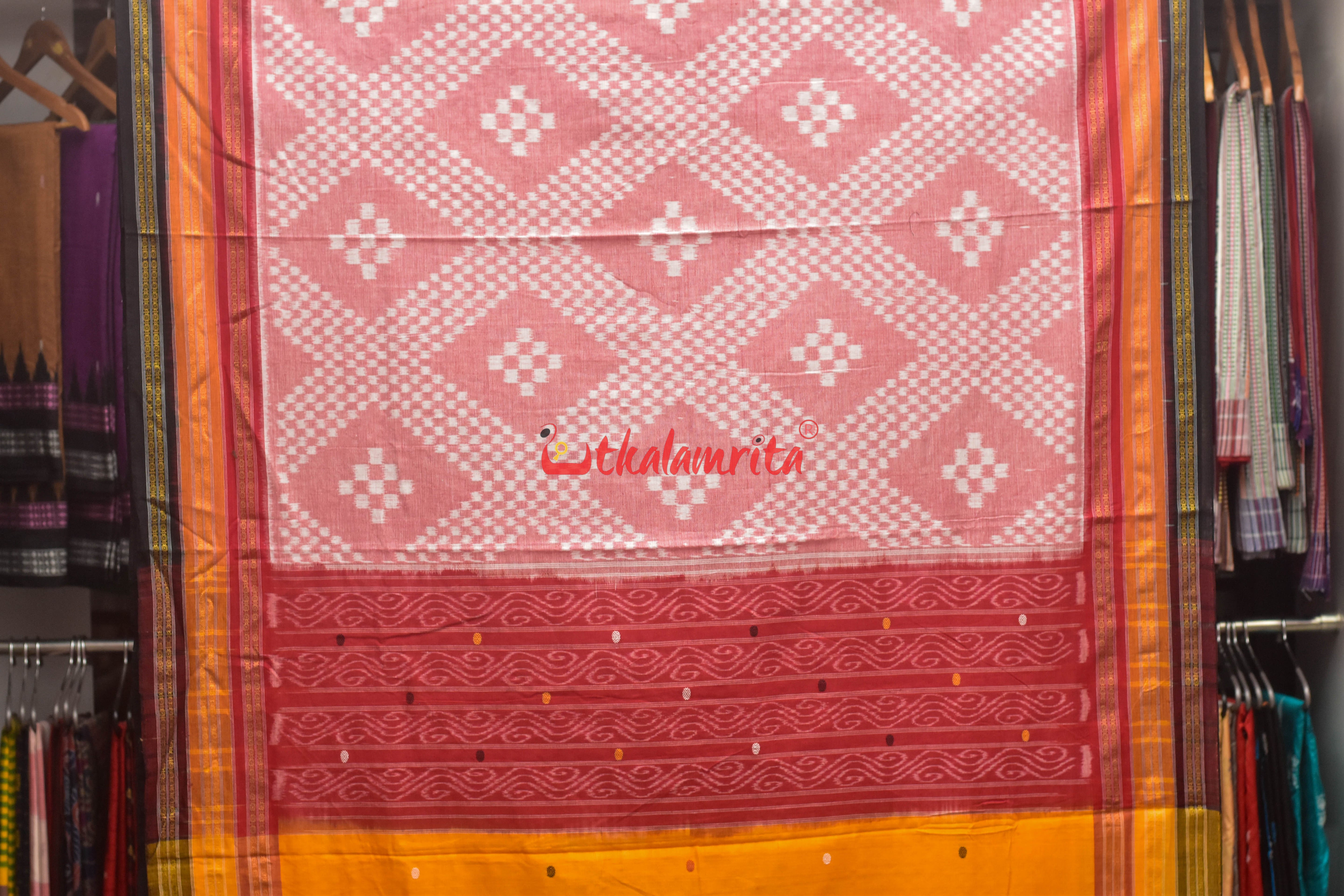 Pink with Body Pasapali Khandua Cotton Saree