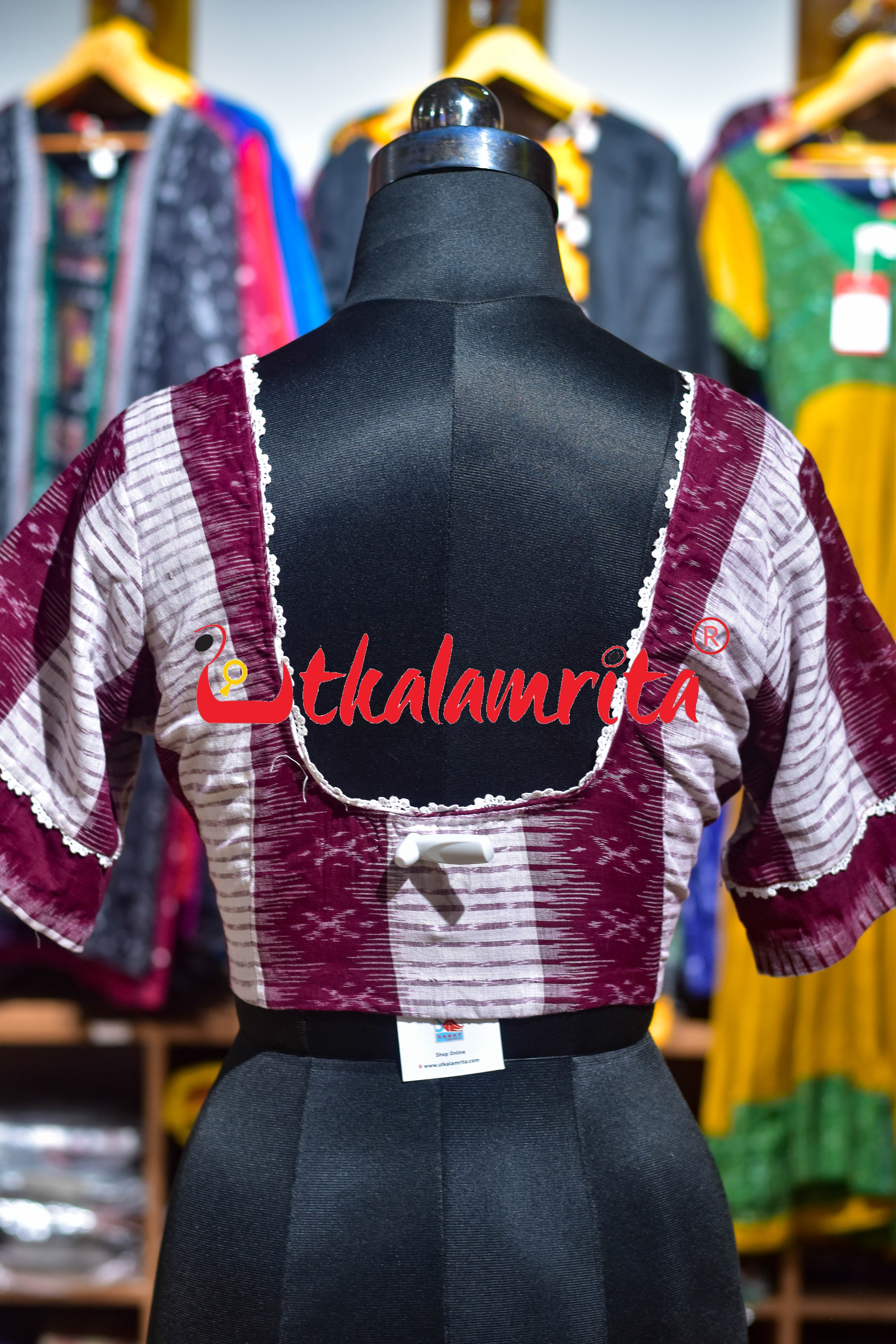 White Maroon Bandha (Blouse)