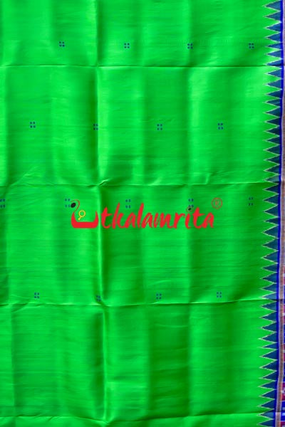 Leaf Green Purple Pink Double Border Pasapali Khandua Silk Saree