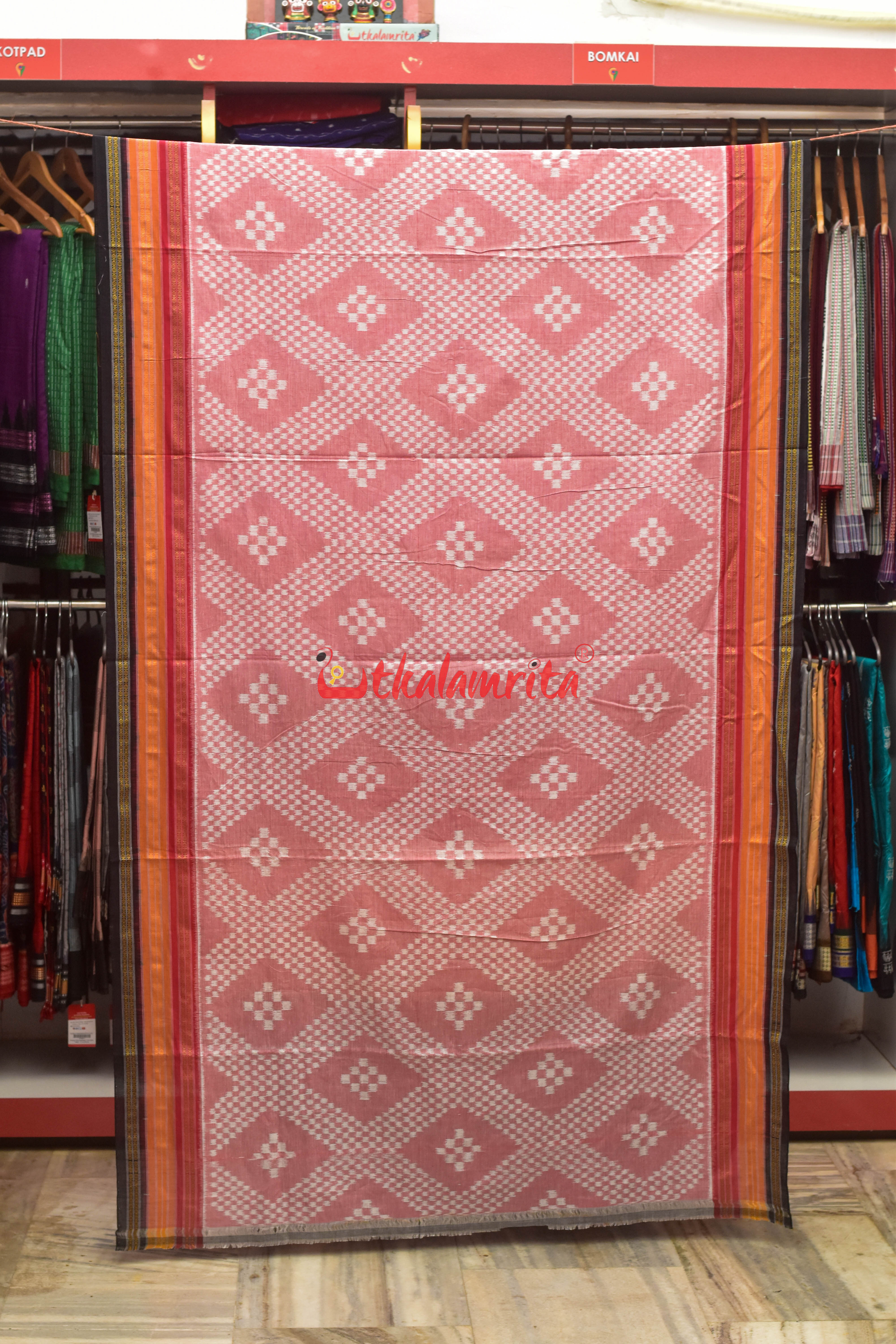 Pink with Body Pasapali Khandua Cotton Saree
