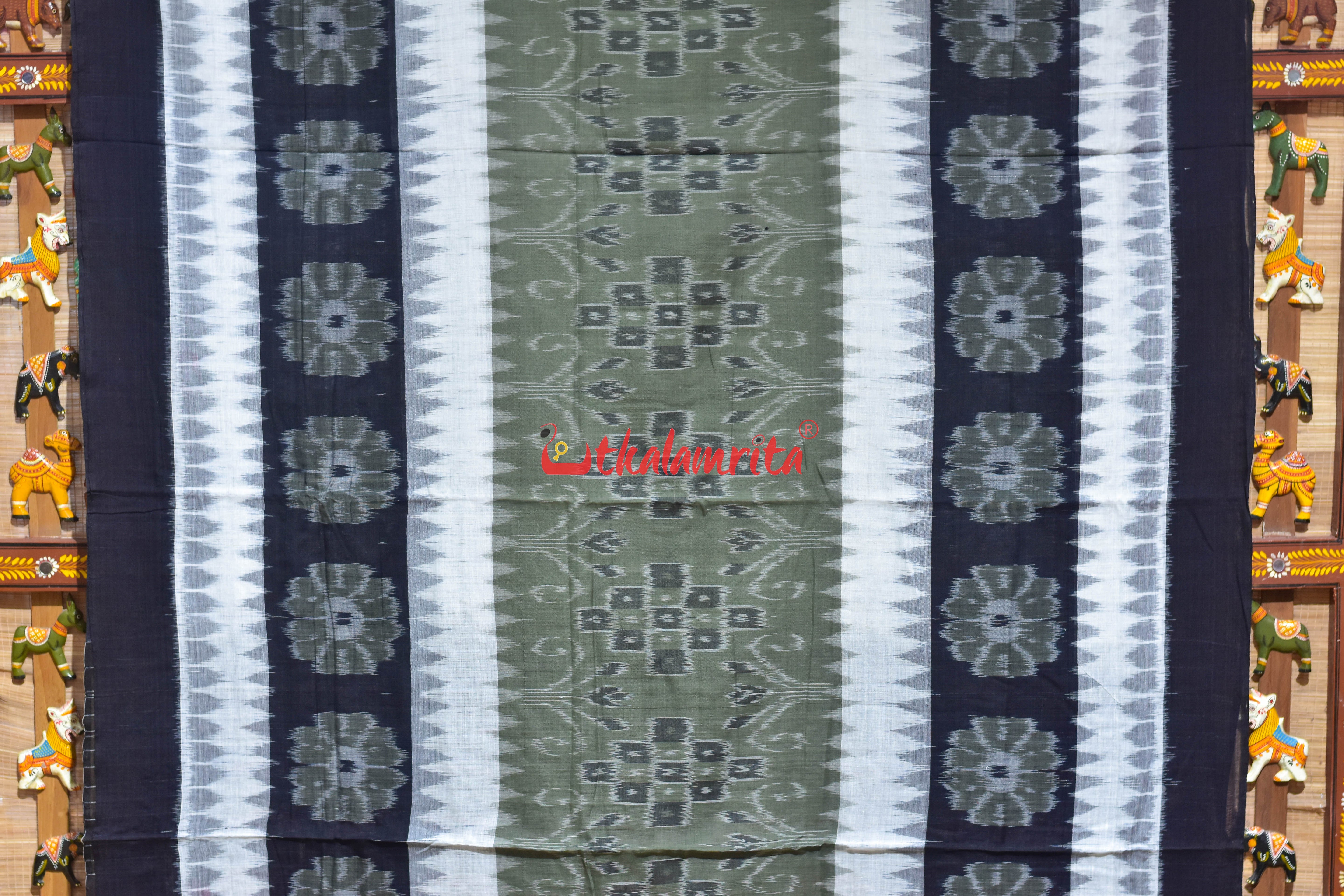 Olive 7D White Body Bandha Khandua Cotton Saree