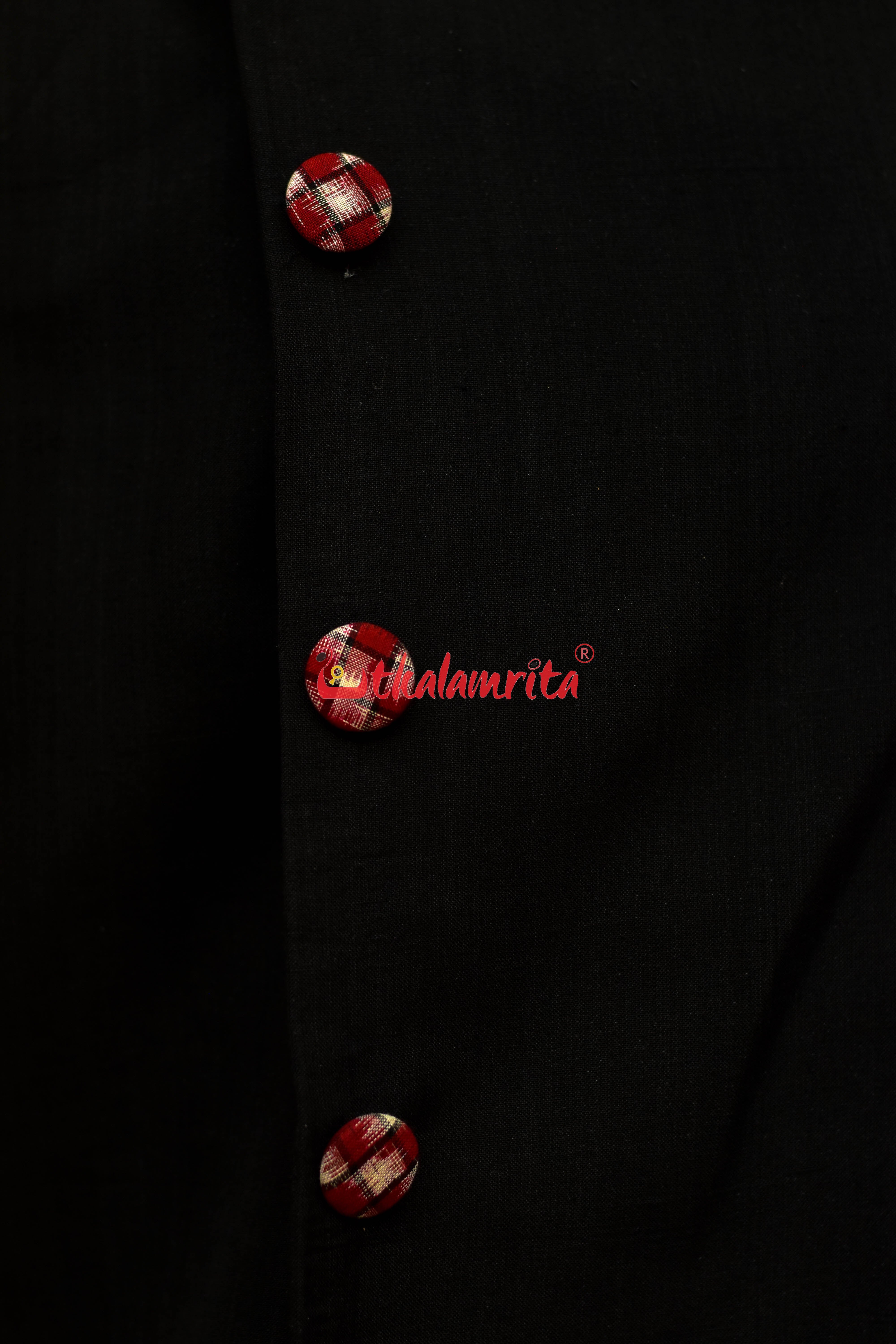 Plain Black with Star Sakta (Men's Sherwani)