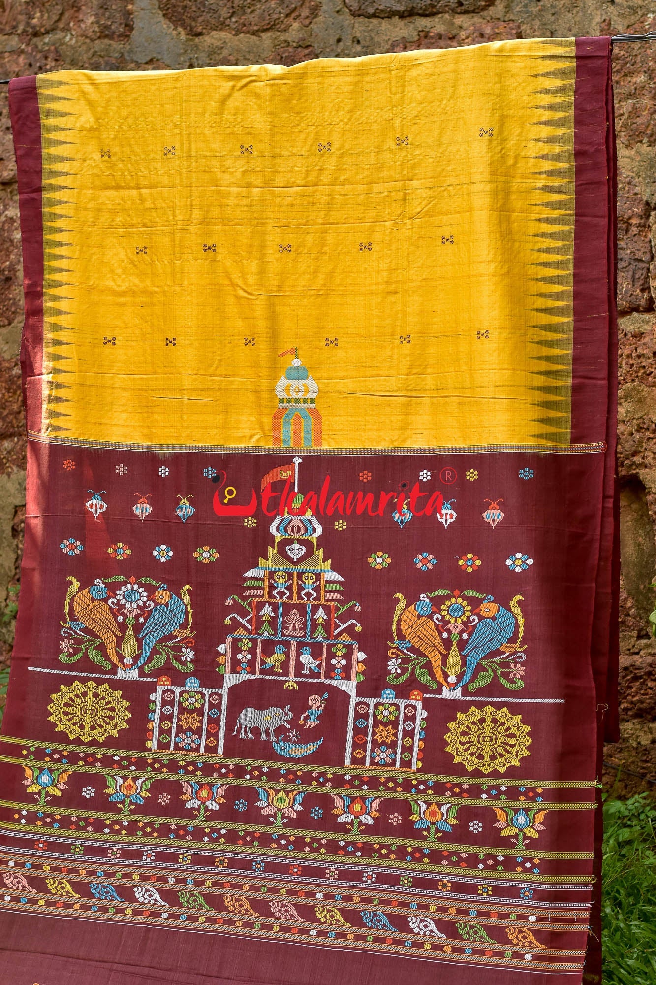 Yellow Maroon Mandira Gopalpur Tussar Saree