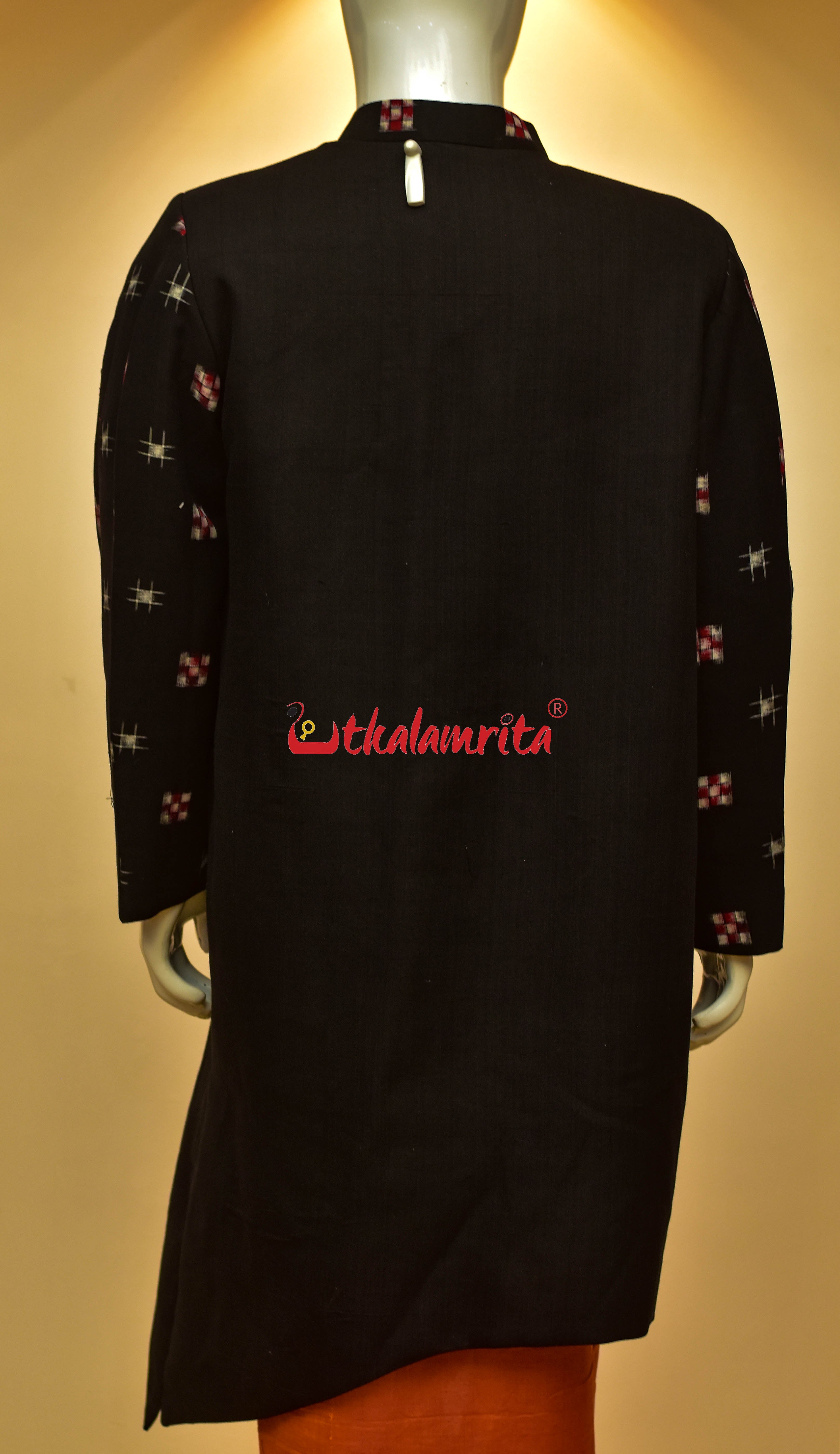 Plain Black with Star Sakta (Men's Sherwani)